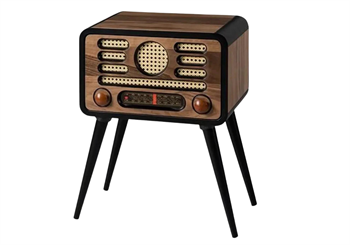 pómulo dinero ventilador Allegro Retro Radio Style Side End Table With Storage Solid Wood Legs  Walnut Veneer Top