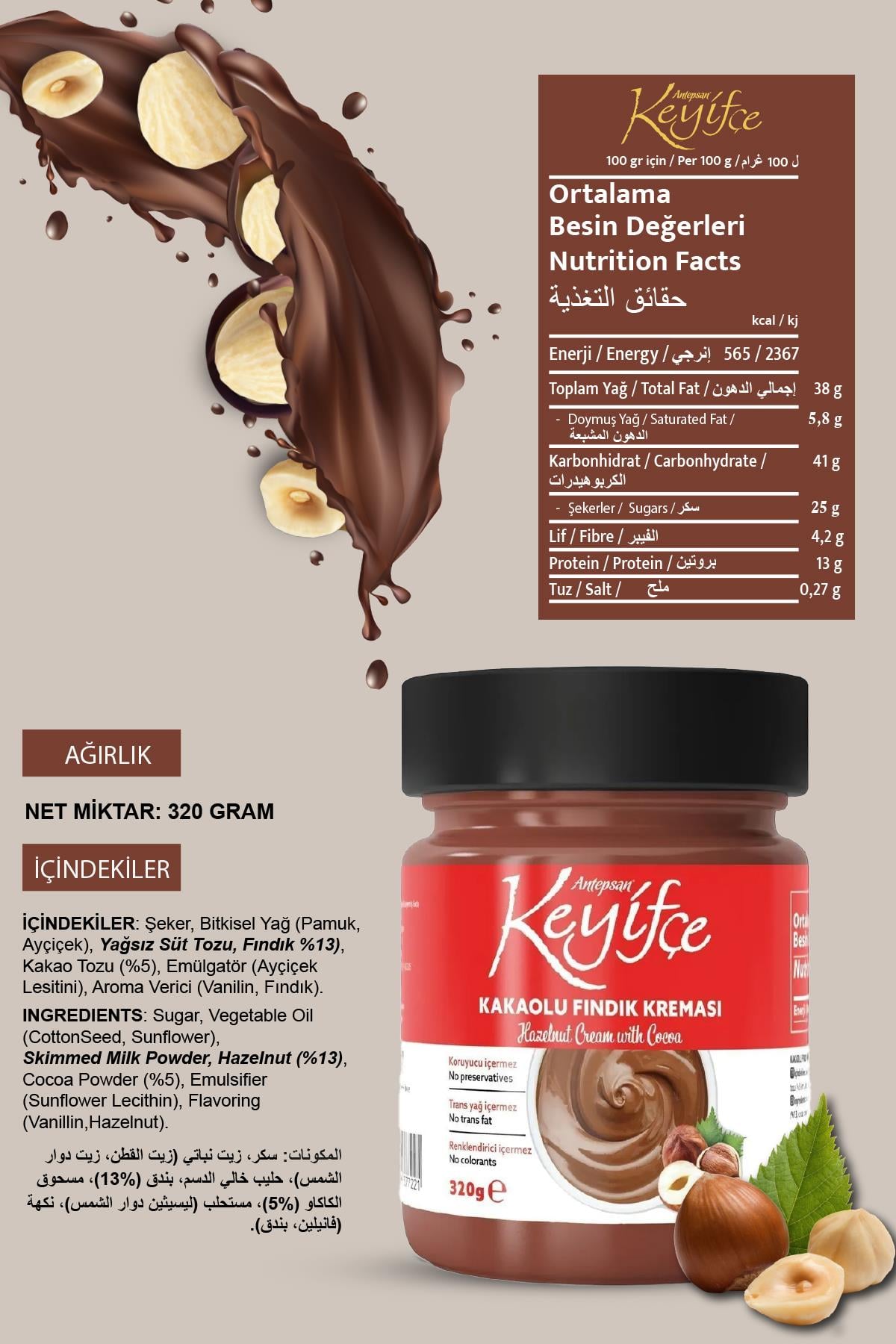 Keyifçe Kakaolu Fındık Kreması 320 g