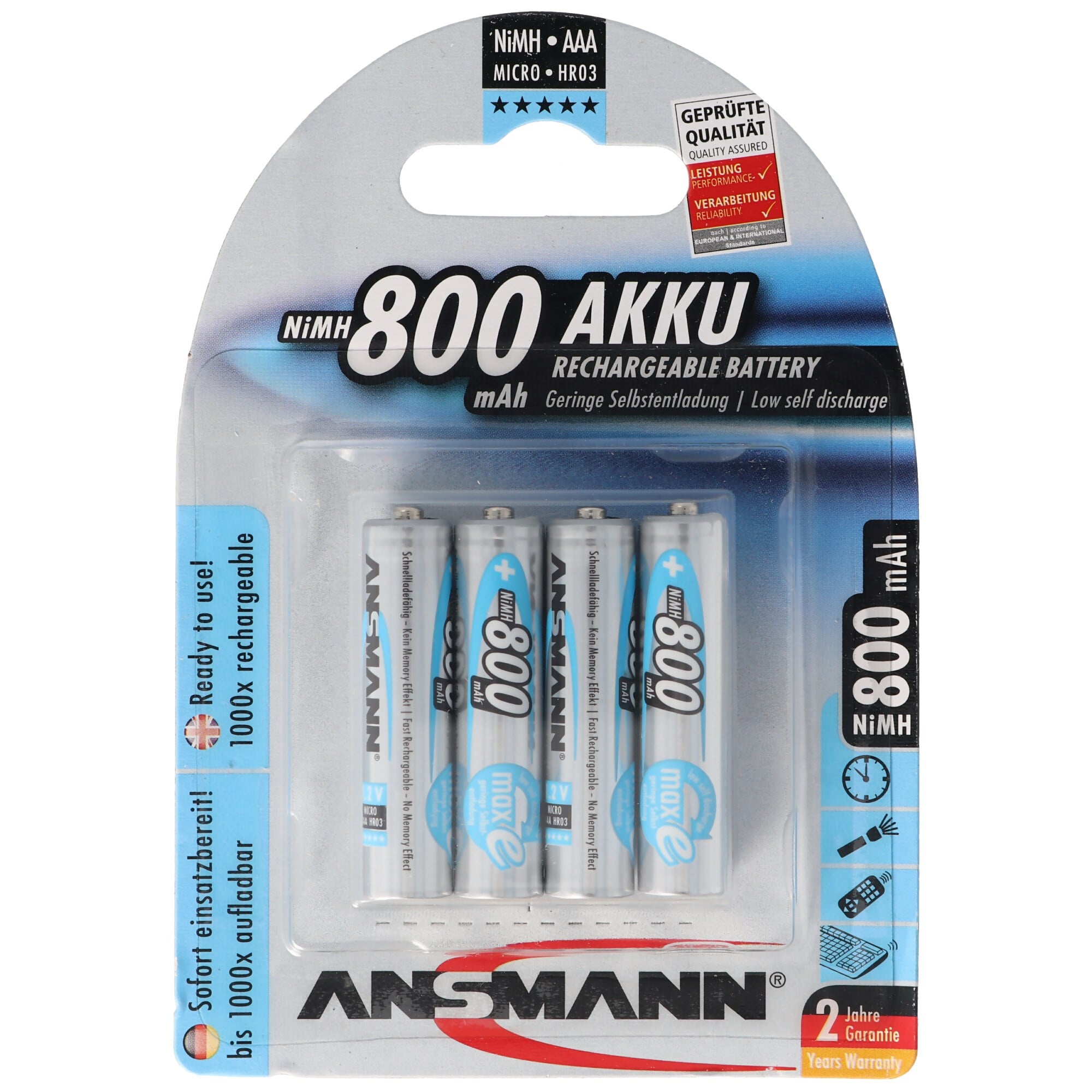 4 blisterde Ansmann maxE Mikro AAA pil