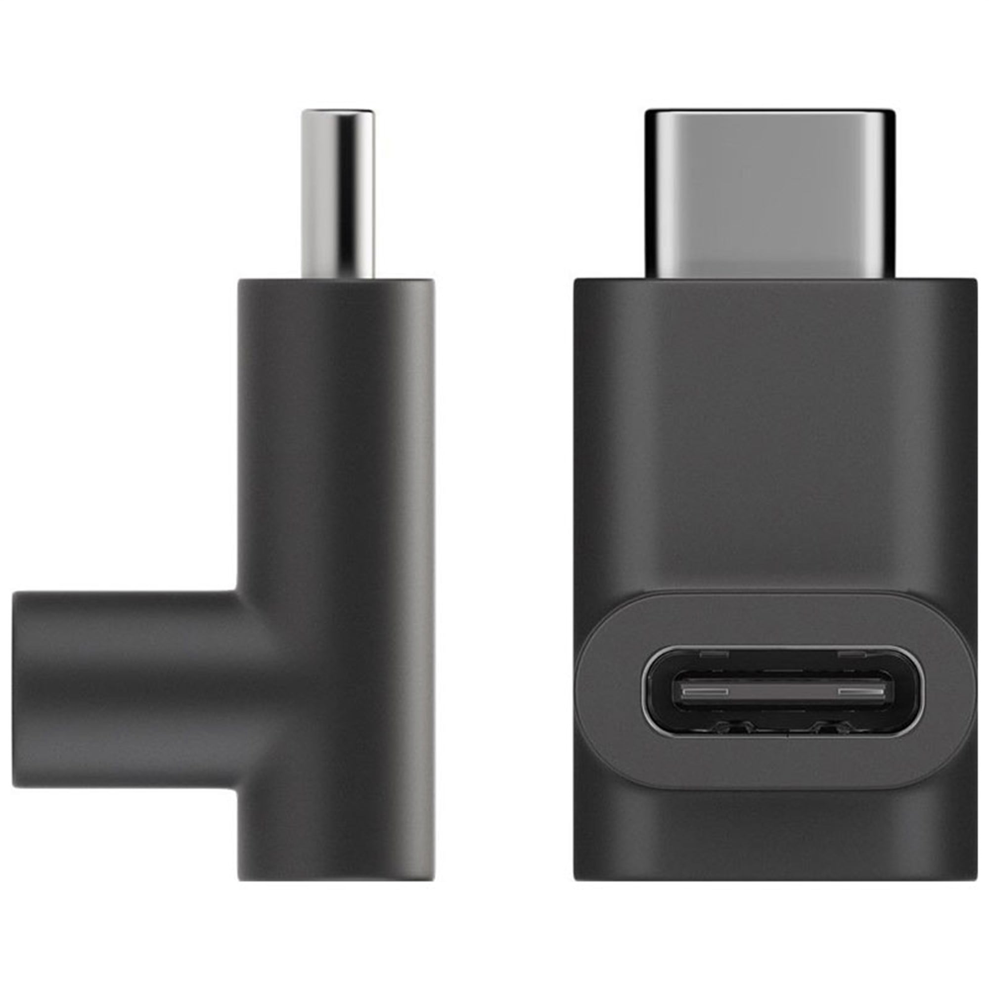 Adaptör USB-C - USB-C 90 derece açı, USB-C fişine açılı siyah USB-C soketi
