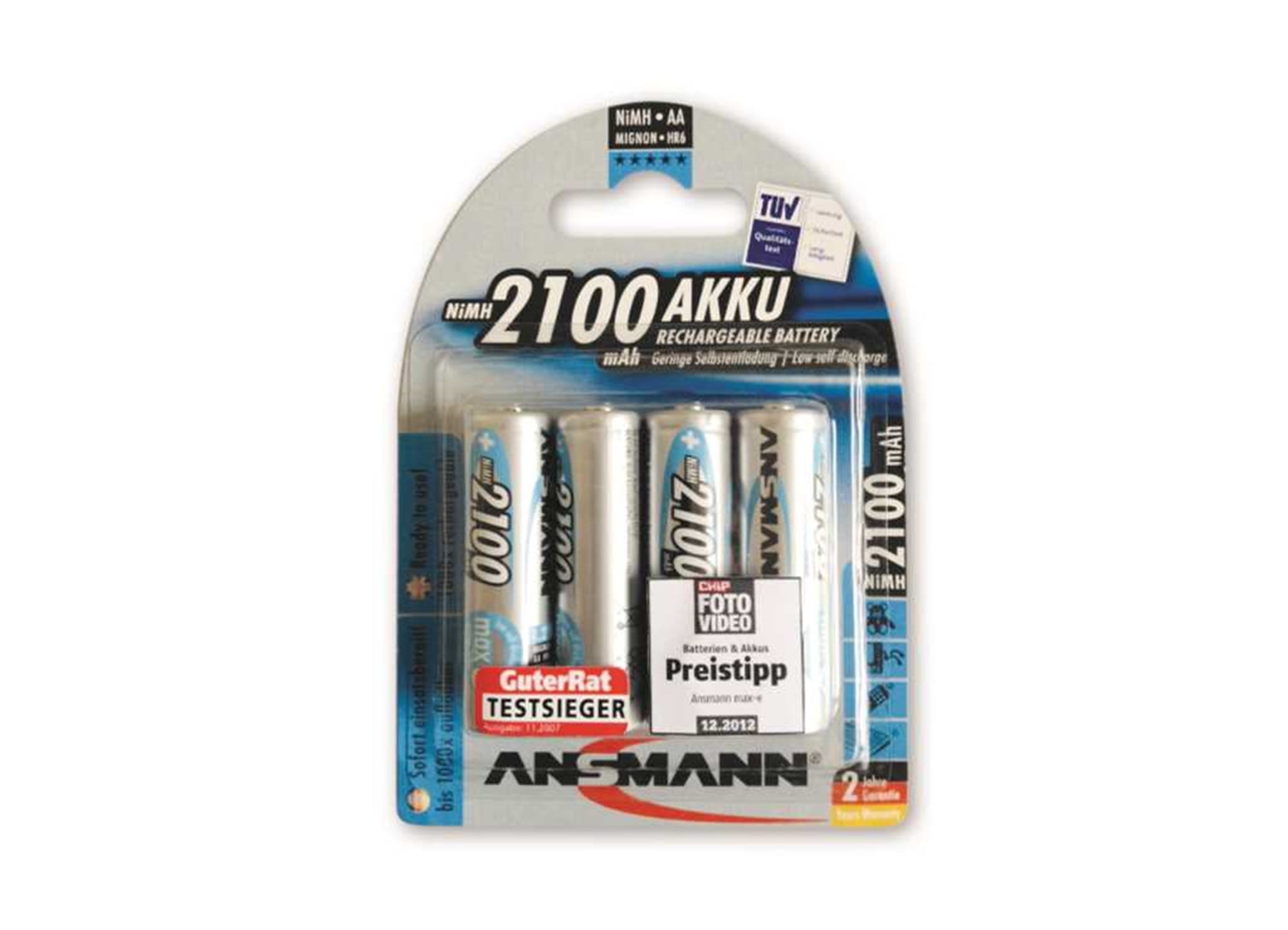 Ansmann maxE NiMH pil Mignon 2100mAh 4 parçalı blister