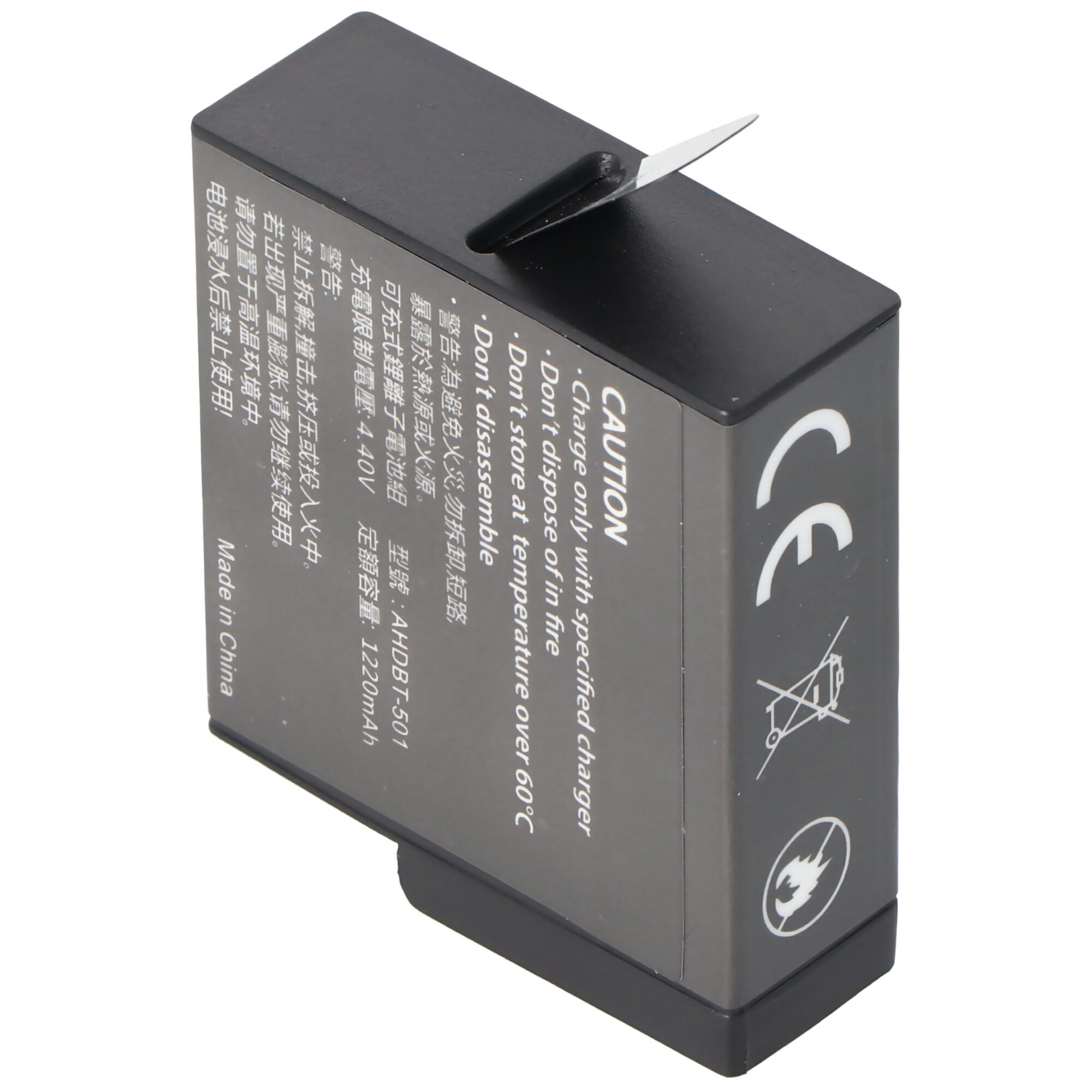GoPro Hero 5 pil için uygun pil AABAT-001 Li-Ion 3.85 volt
