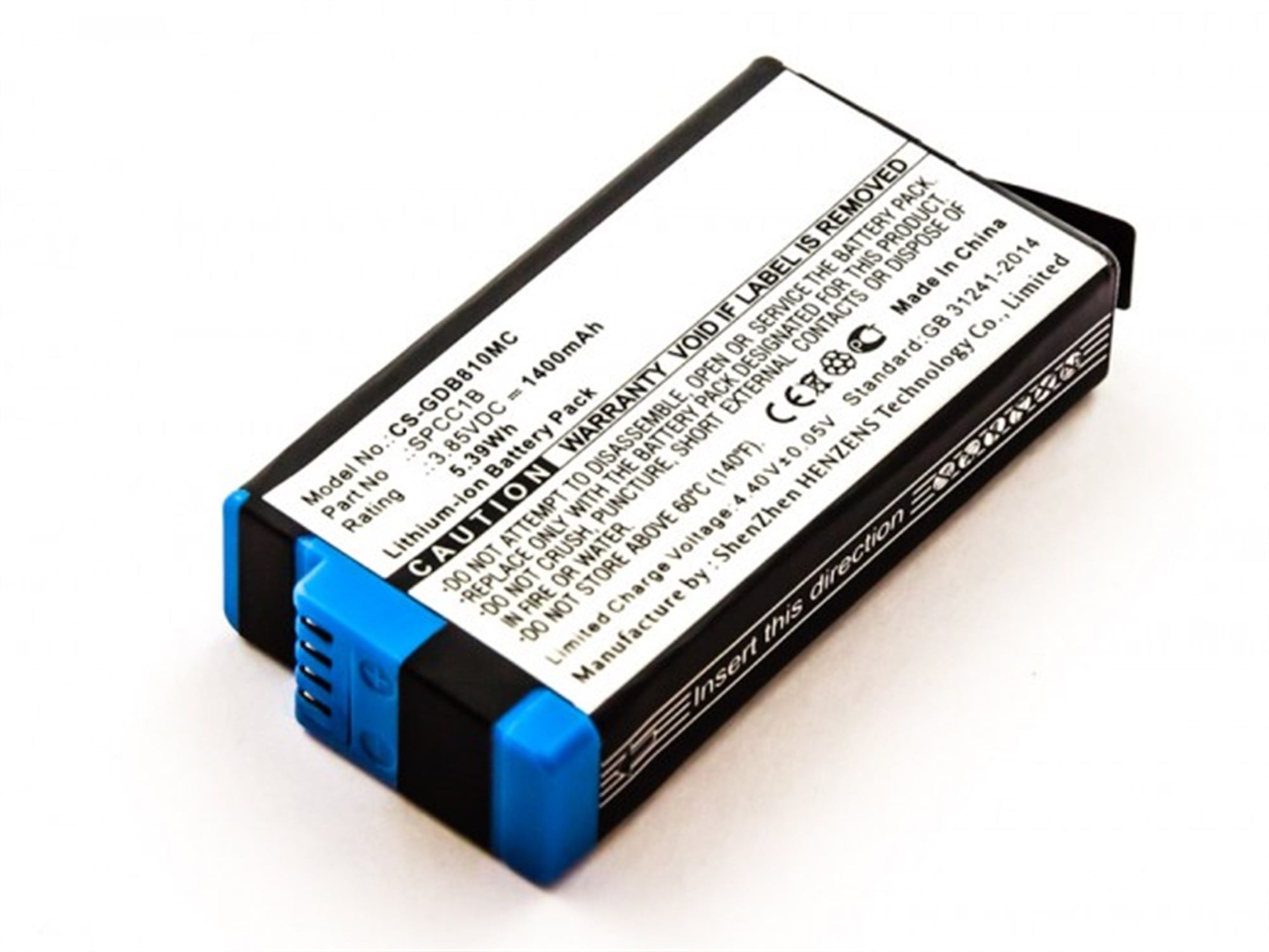 GoPro Max, Li-ion, 3.85V, 1400mAh, 5.4Wh için uygun pil