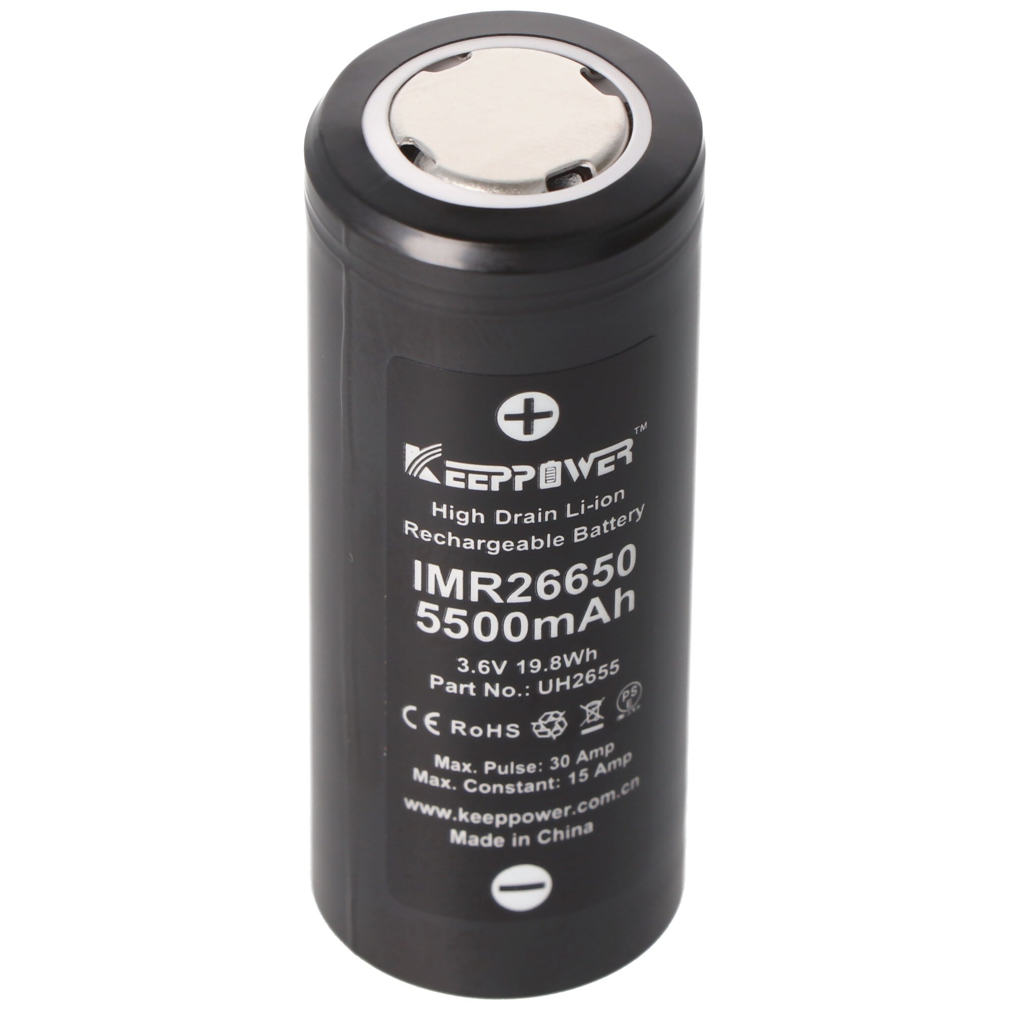 IMR 26650 Li-Ion pil 6000mAh 3,6V - 3,7V 15A (sabit) Boyutlar 66,5 x 26,3 mm