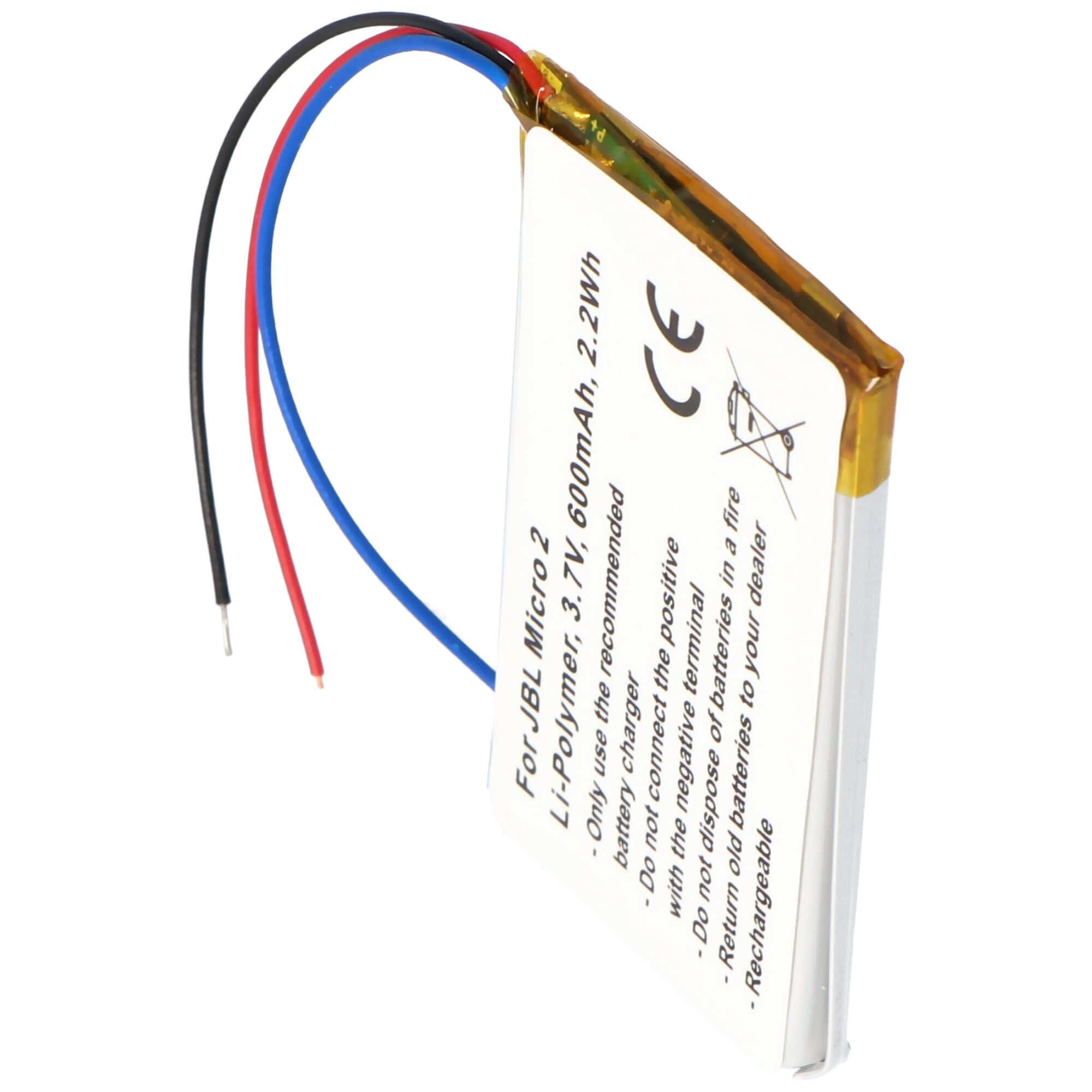 JBL Micro 2, Li-Polimer, 3.7V, 600mAh, 2.2Wh, dahili, aletsiz pil