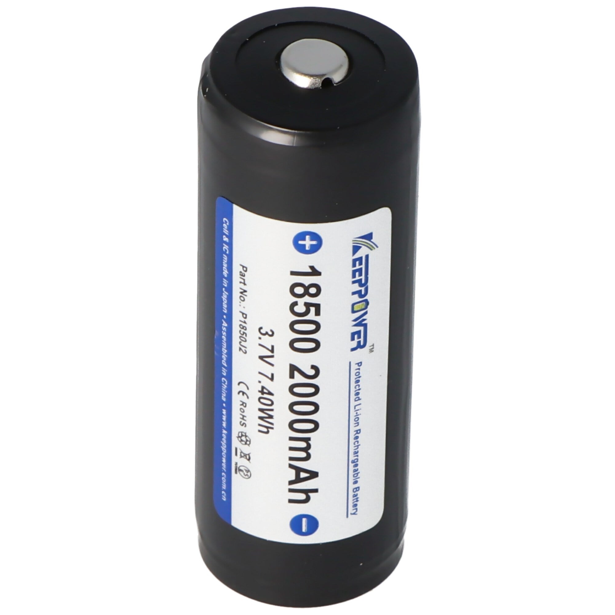 Keeppower 18500 - 2000mAh, 3.6V - 3.7V Li-ion pil korumalı