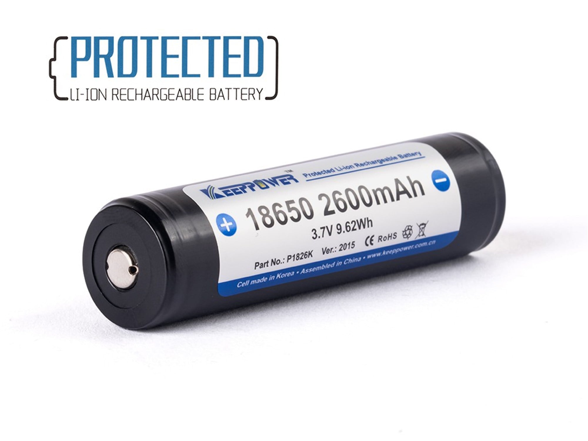 Keeppower 18650 - 2600mAh, 3,7V Li-Ion pil korumalı 69,2x18.5mm