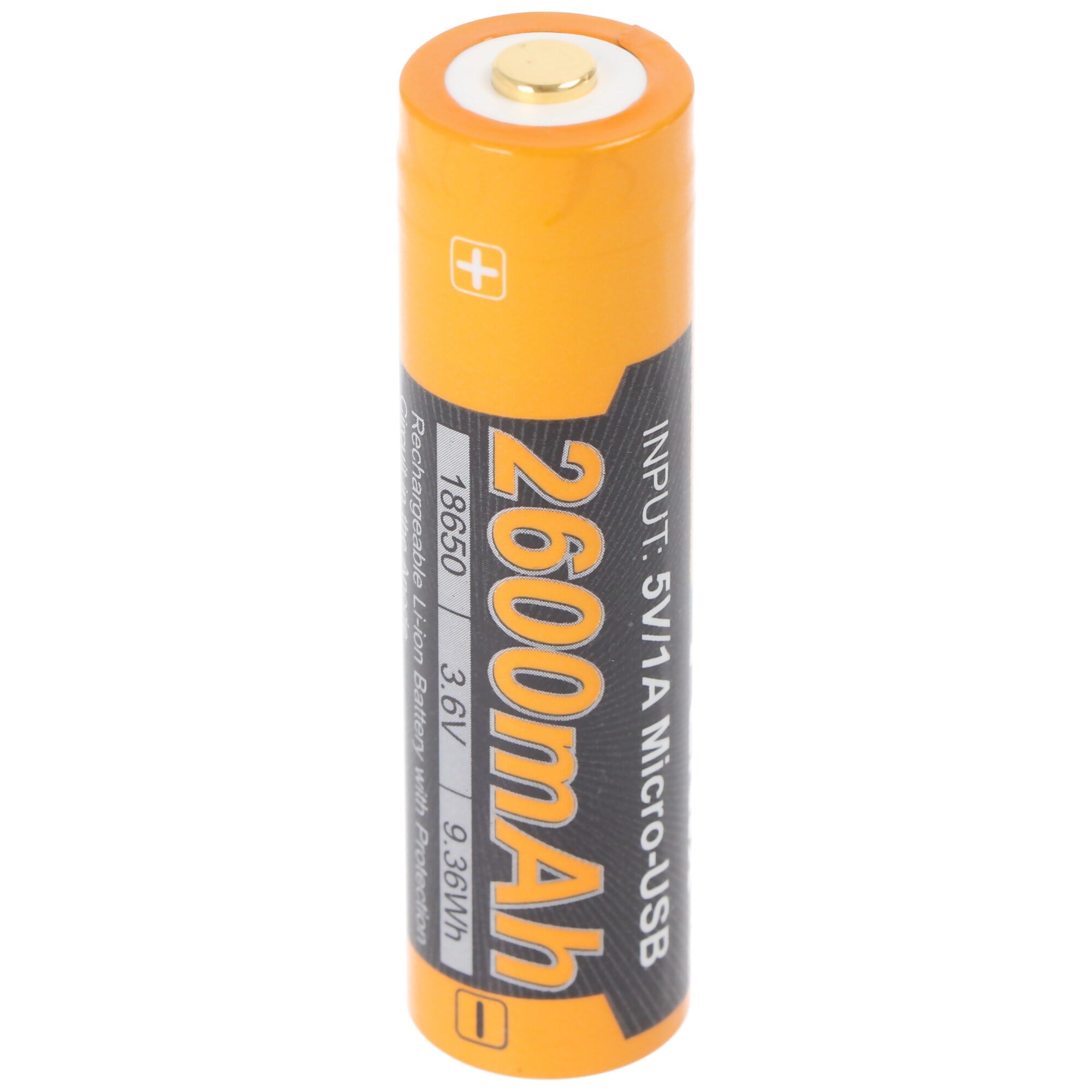 Li-ion pil 18650, USB şarj fonksiyonu ile çoklu korumalı, 70x18.6mm AccuCell AccuSafe ile 1 adet