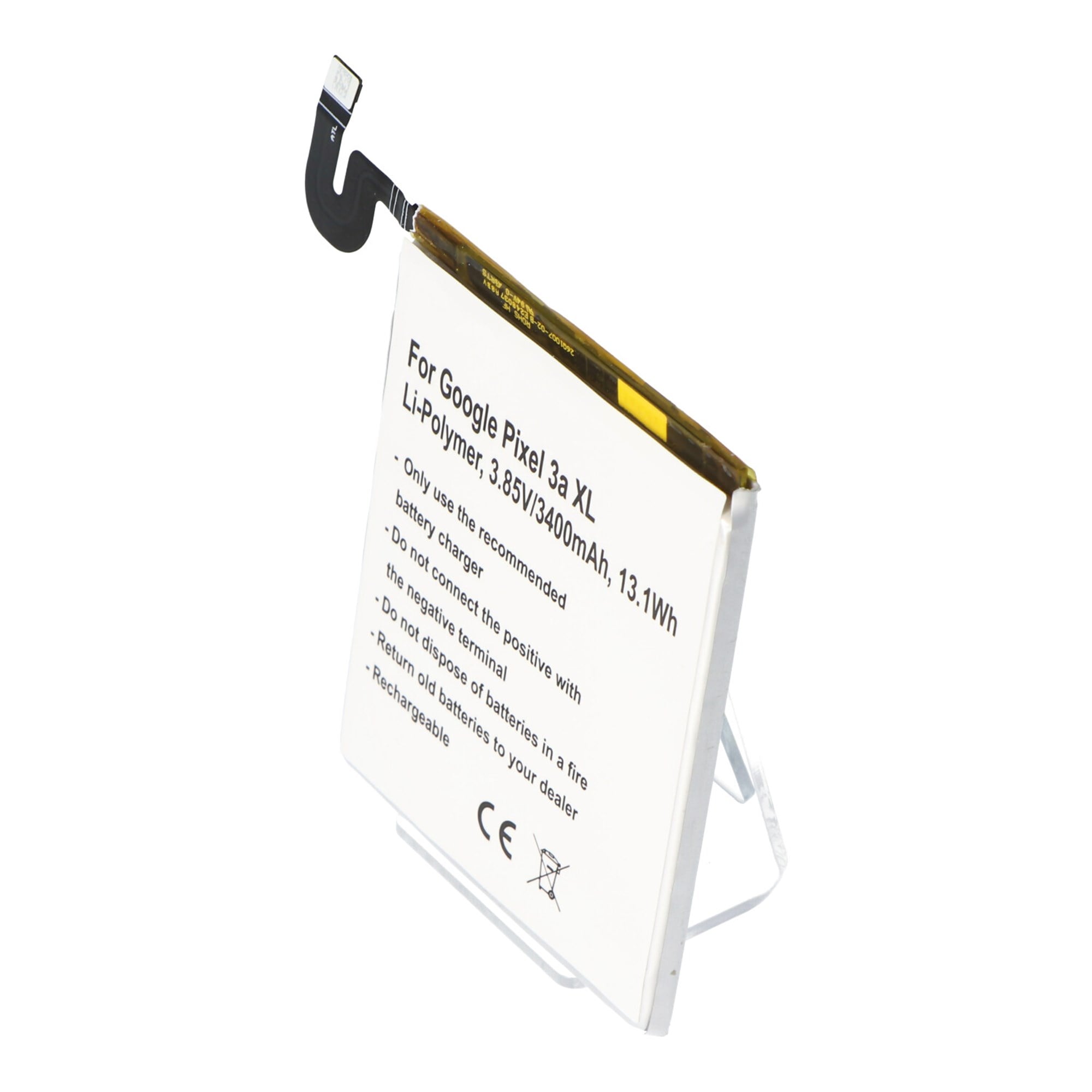 Pil, Google Pixel 3a XL, Li-Polimer, 3.85V, 3400mAh, 13.1Wh, yerleşik, aletsiz için uygundur