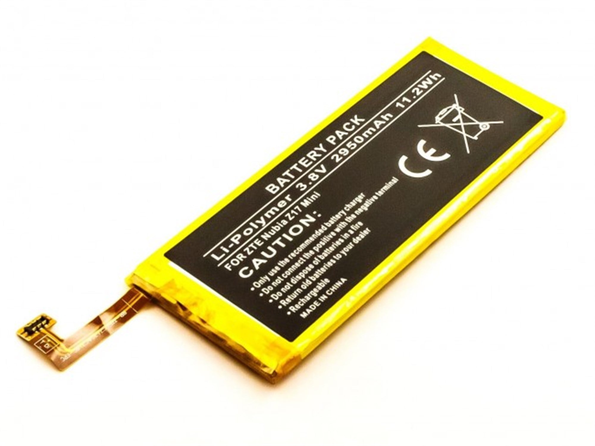 Pil, ZTE Nubia Z17 Mini, Li-Polimer, 3.8V, 2950mAh, 11.2Wh, yerleşik, aletsiz