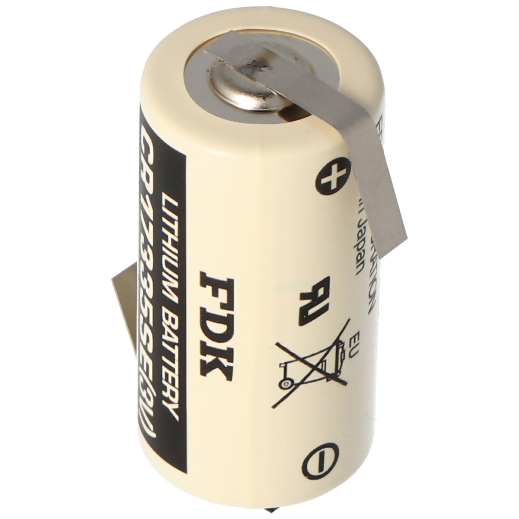 Sanyo lityum pil CR17335 SE Boyut 2 / 3A, lehim pabucu Z şeklinde
