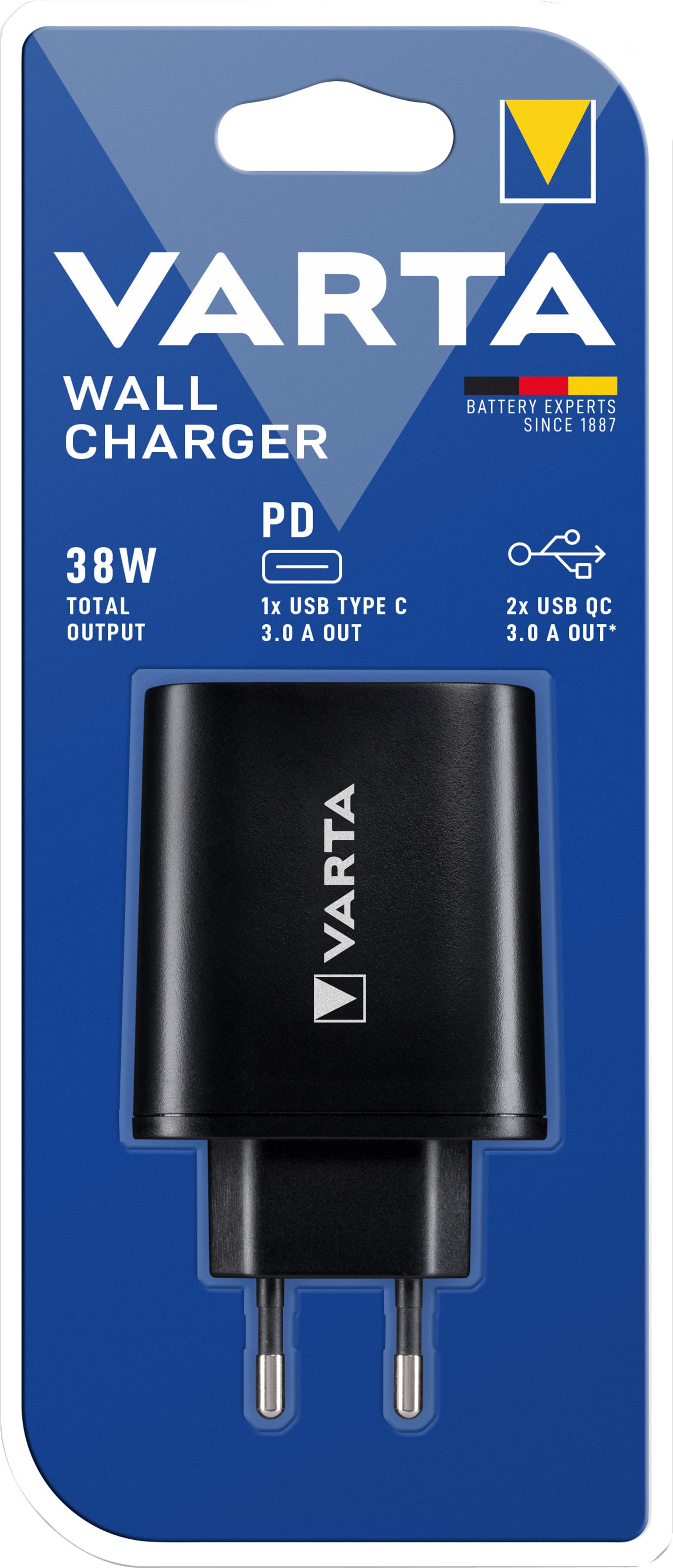 Varta Wall güç kaynağı, toplam 5.4A çıkış voltajı 27W'a kadar kompakt ve güçlü şarj cihazı
