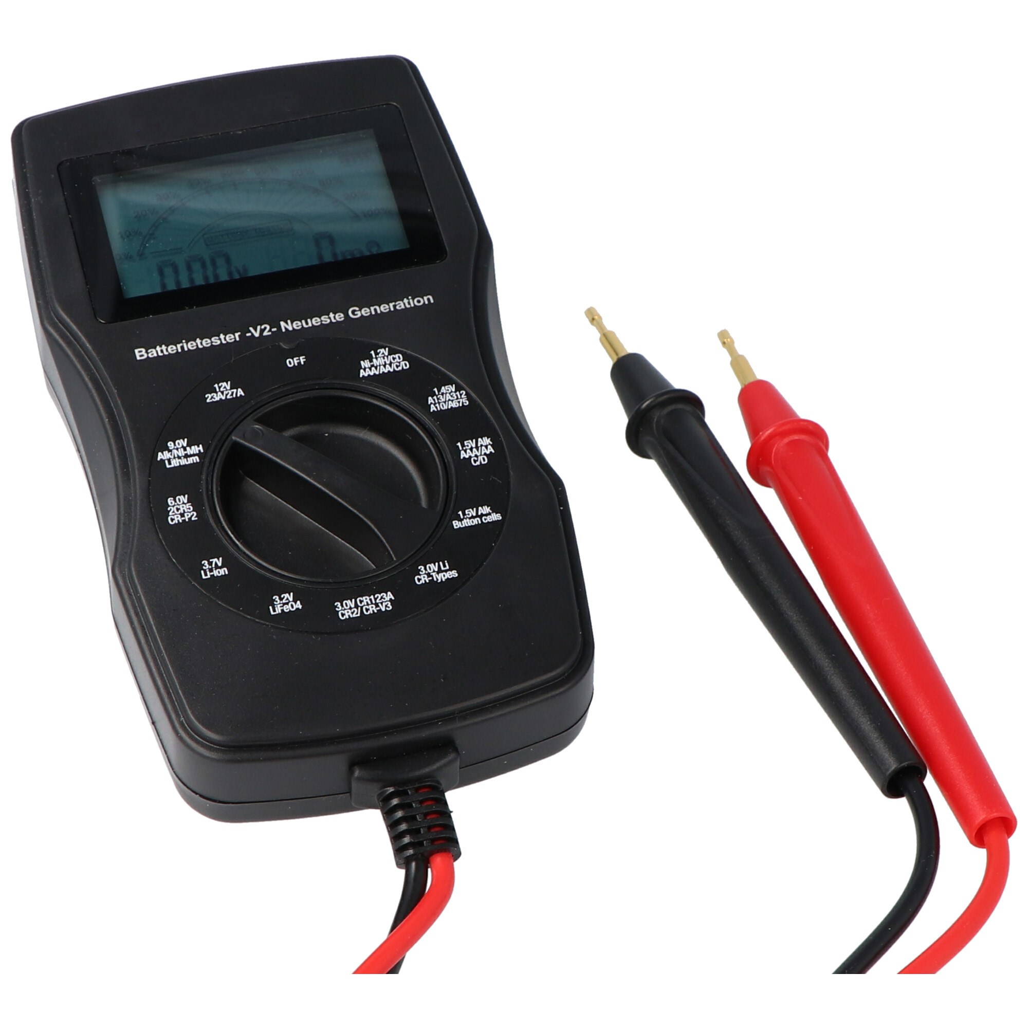 1.2V, 3.2V, 3.6v, 3.7V için pil testi ve dahili direnç ölçümü dahil dijital ekranlı pil testi