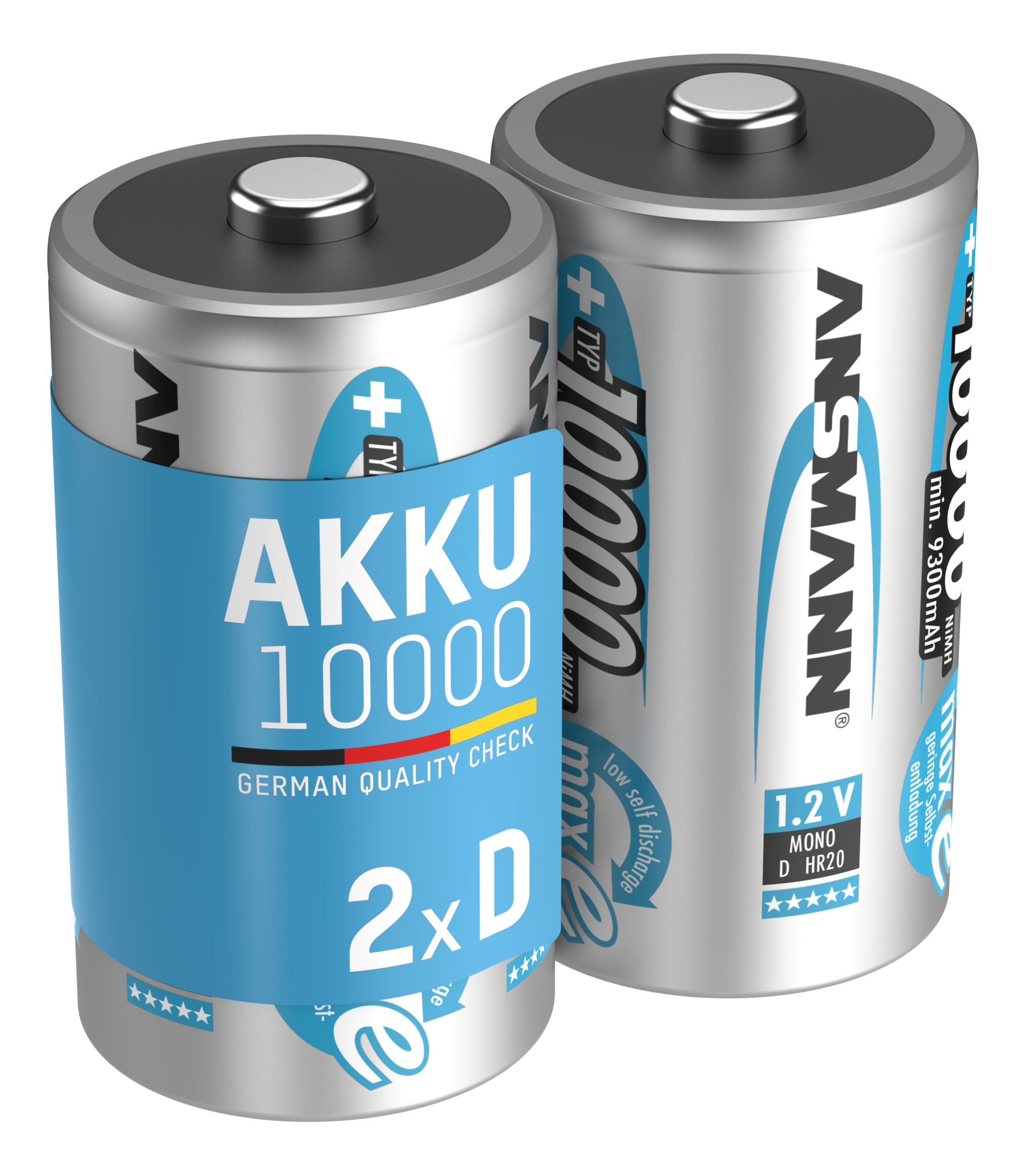 Ansmann NiMH pil Mono 10000mAh, 2'li blister ambalaj