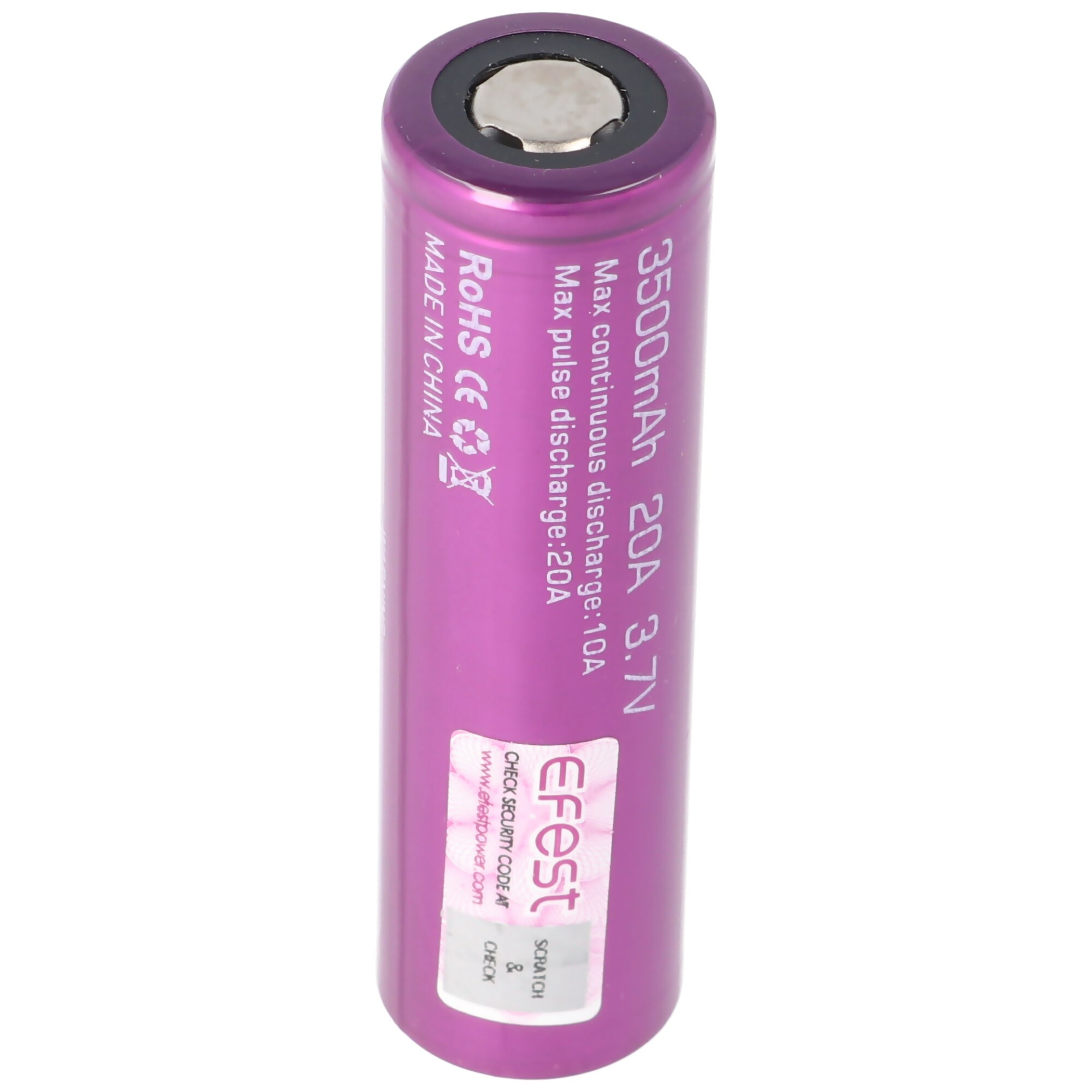 Efest Purple IMR 18650 3500mAh 3.6V - 3.7V (Düz Üst)