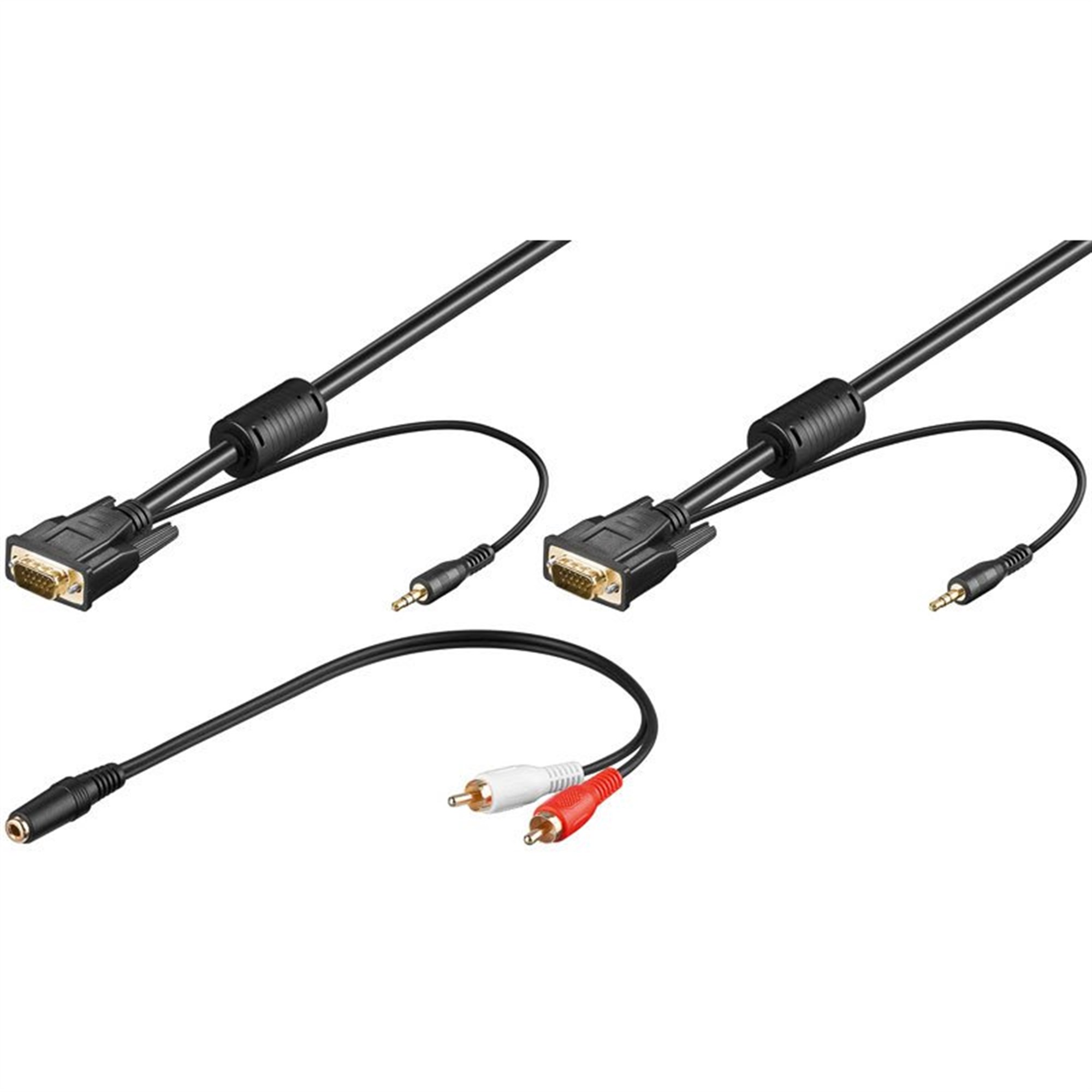 Full HD SVGA monitör kablosu + ses 15 pin HD konektör> 15 pol. HD fiş + 3,5 mm ses
