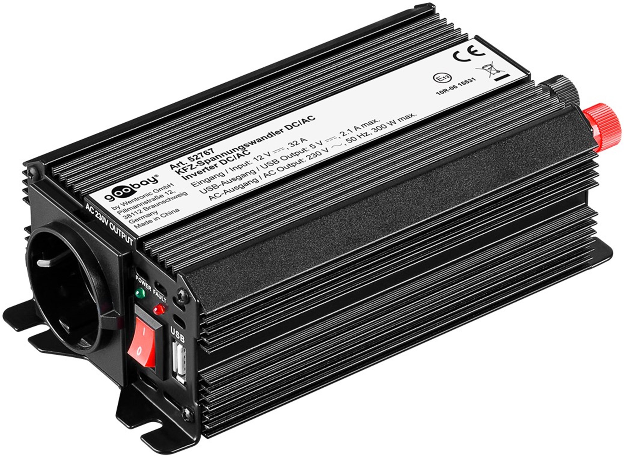 Goobay araba voltaj dönüştürücü DC/AC - 12 V DC'yi 230 V AC'ye dönüştürür