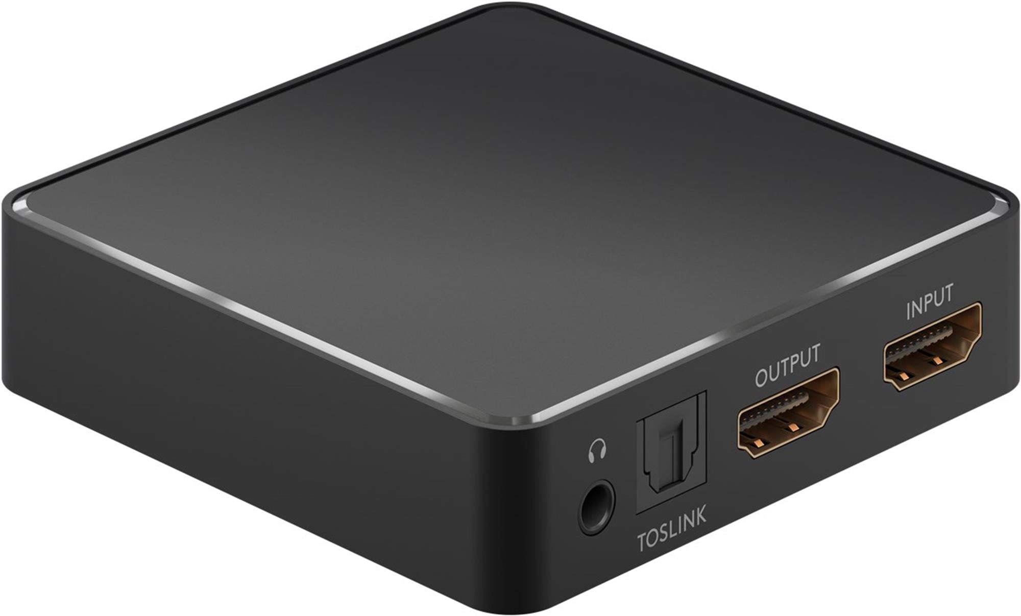 Goobay HDMI™ Audio Extractor 4K @ 30 Hz - ses sinyallerini bir HDMI™ kaynak cihazından çıkarır ve bunları bir terminal cihazına aktarır