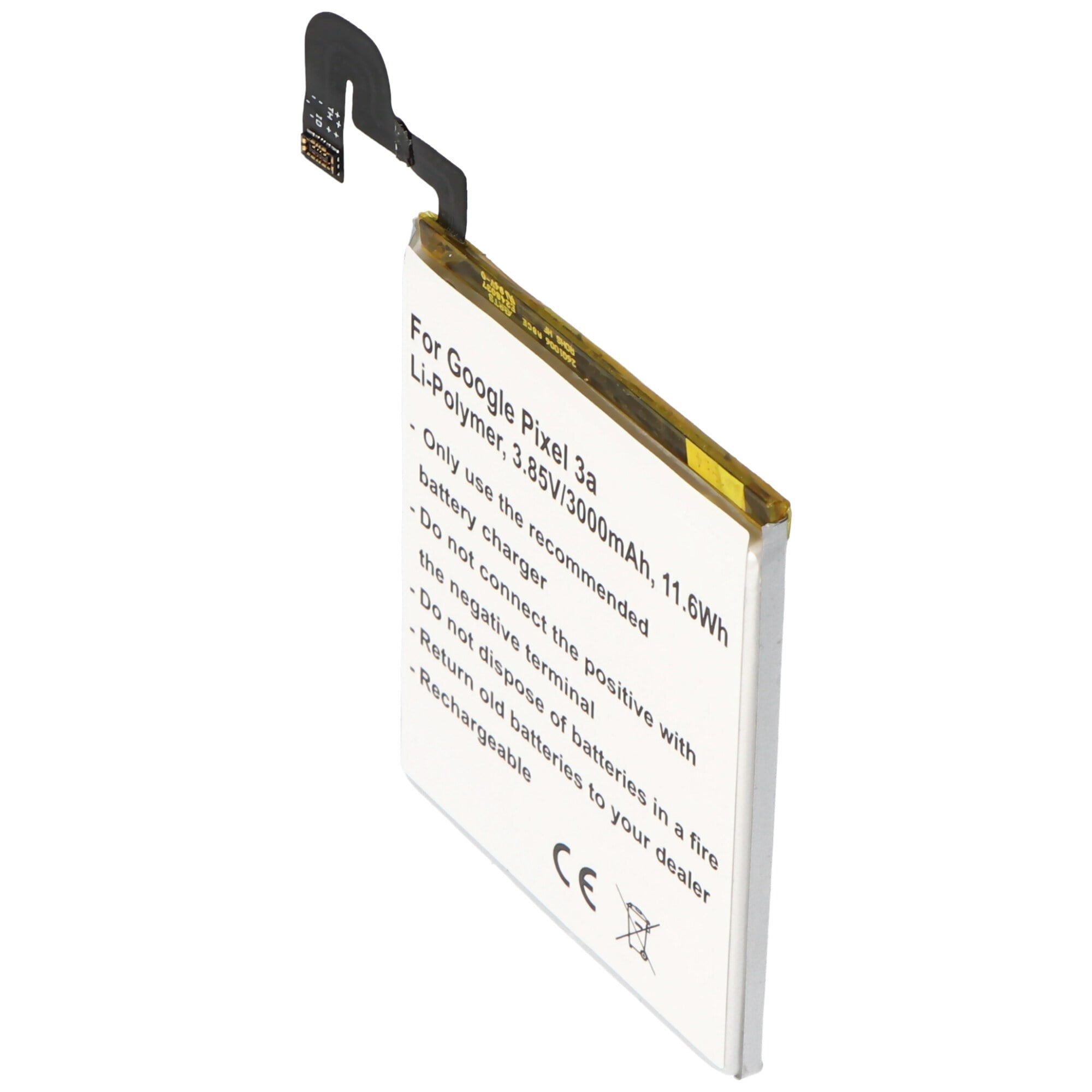 Google Pixel 3a, Li-Polimer, 3.85V, 3000mAh, 11.6Wh, dahili, aletsiz pil