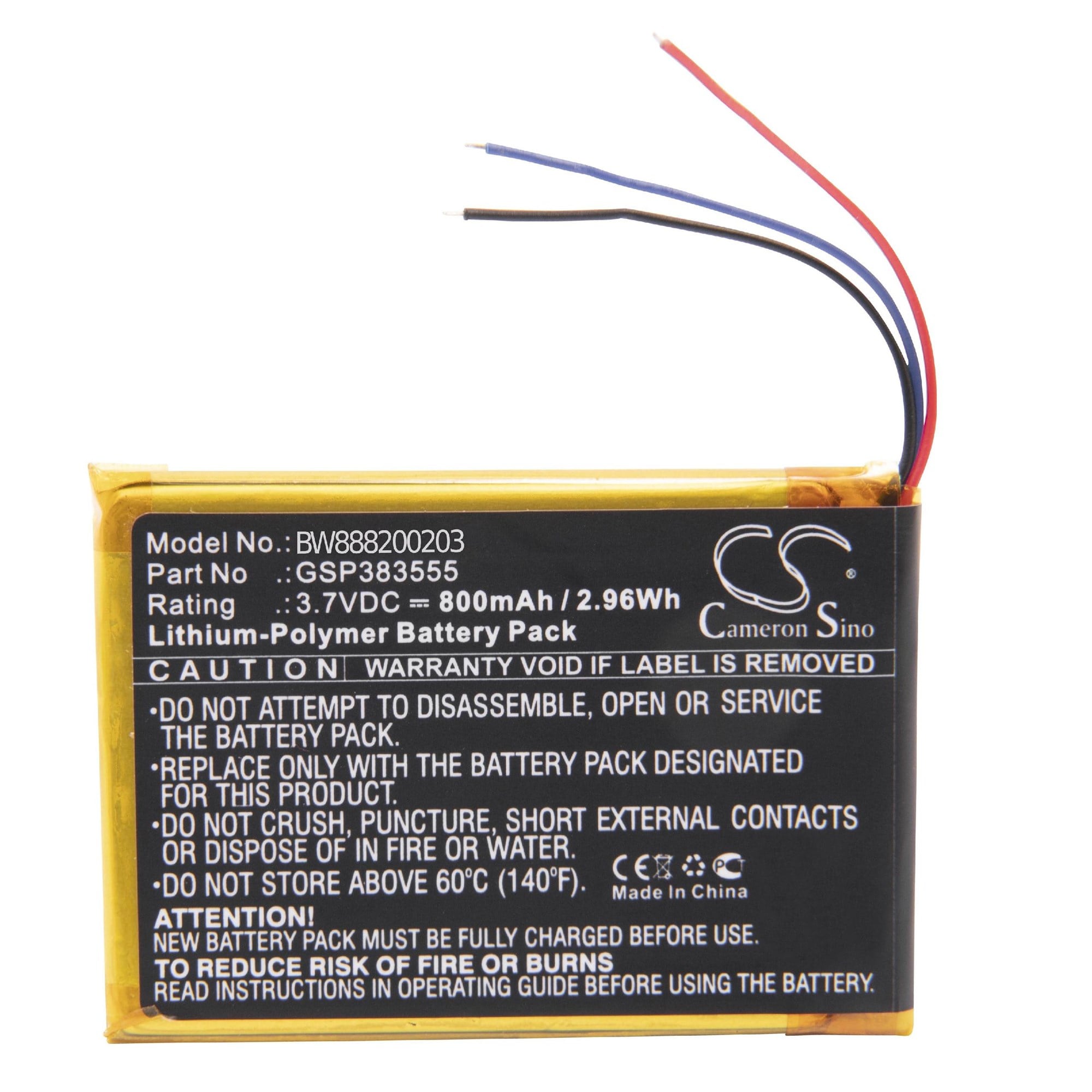Hoparlör kutuları için JBL GSP383555 için pil değişimi Hoparlör (800mAh, 3.7V, Li-Polimer)
