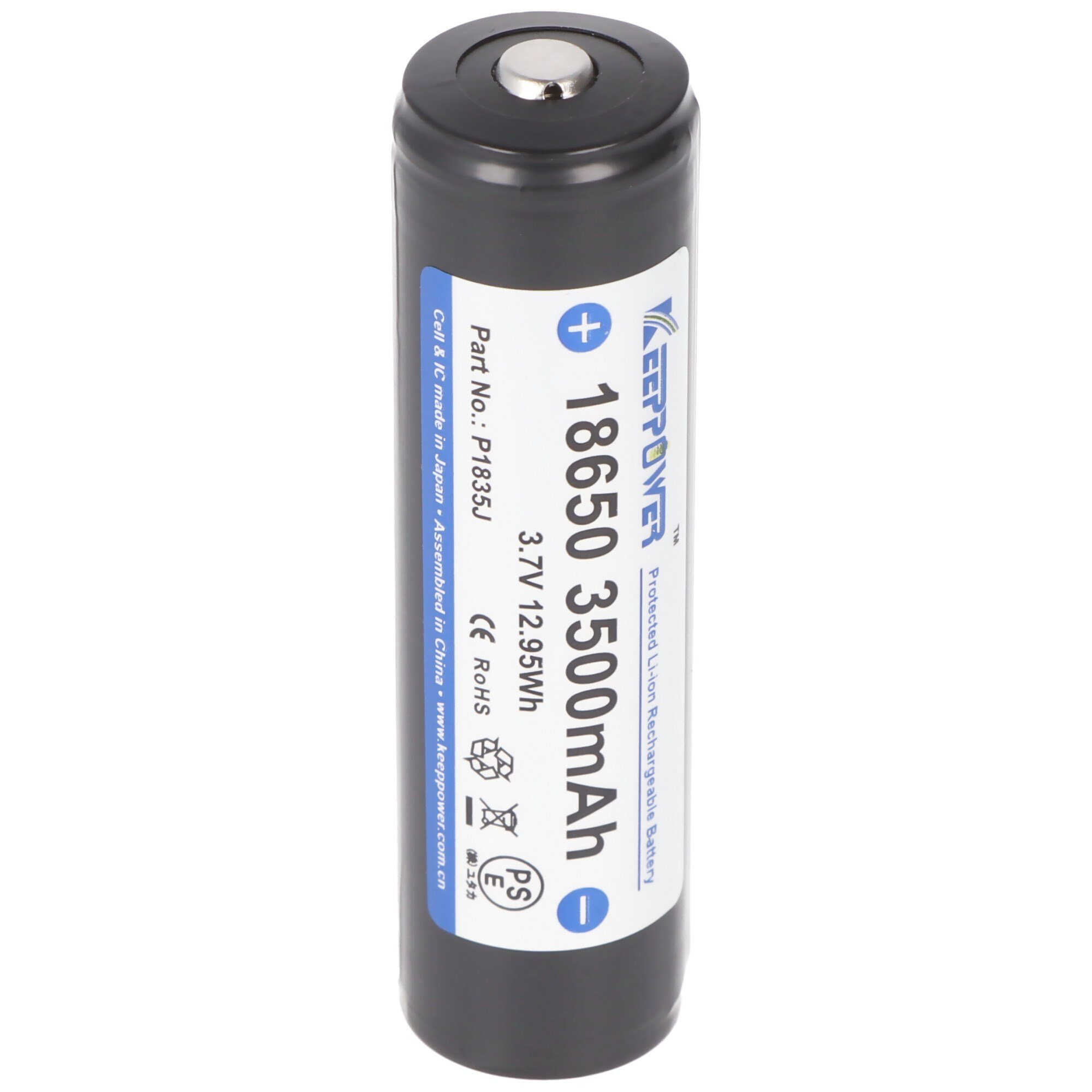 Keeppower 18650 - 3500mAh 3.6V - 3.7V Li-ion pil korumalı (pozitif kutup artırıldı) NCR18650GA