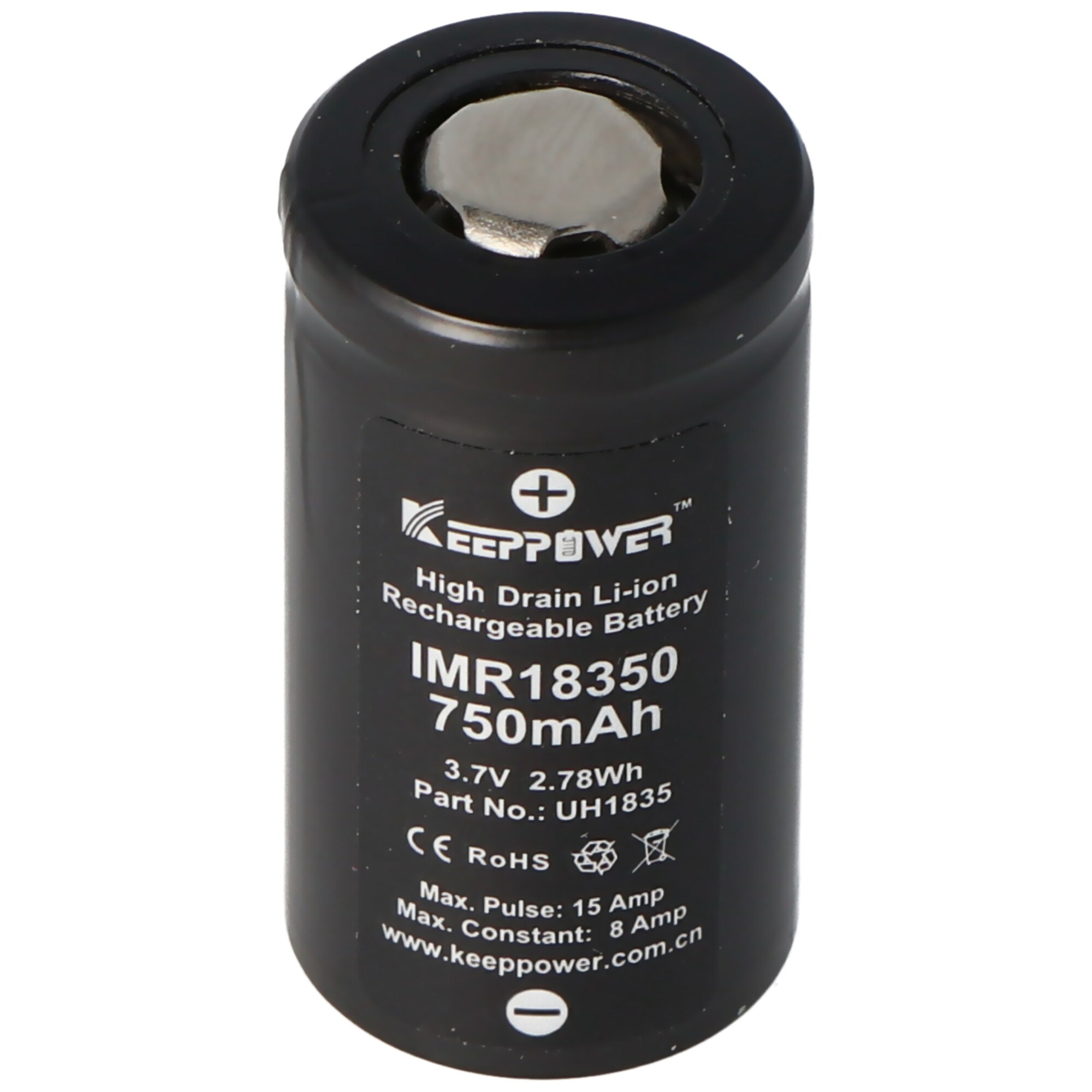 Keeppower IMR18350 - 750mAh, 3.7V (8A) Li-ion pil