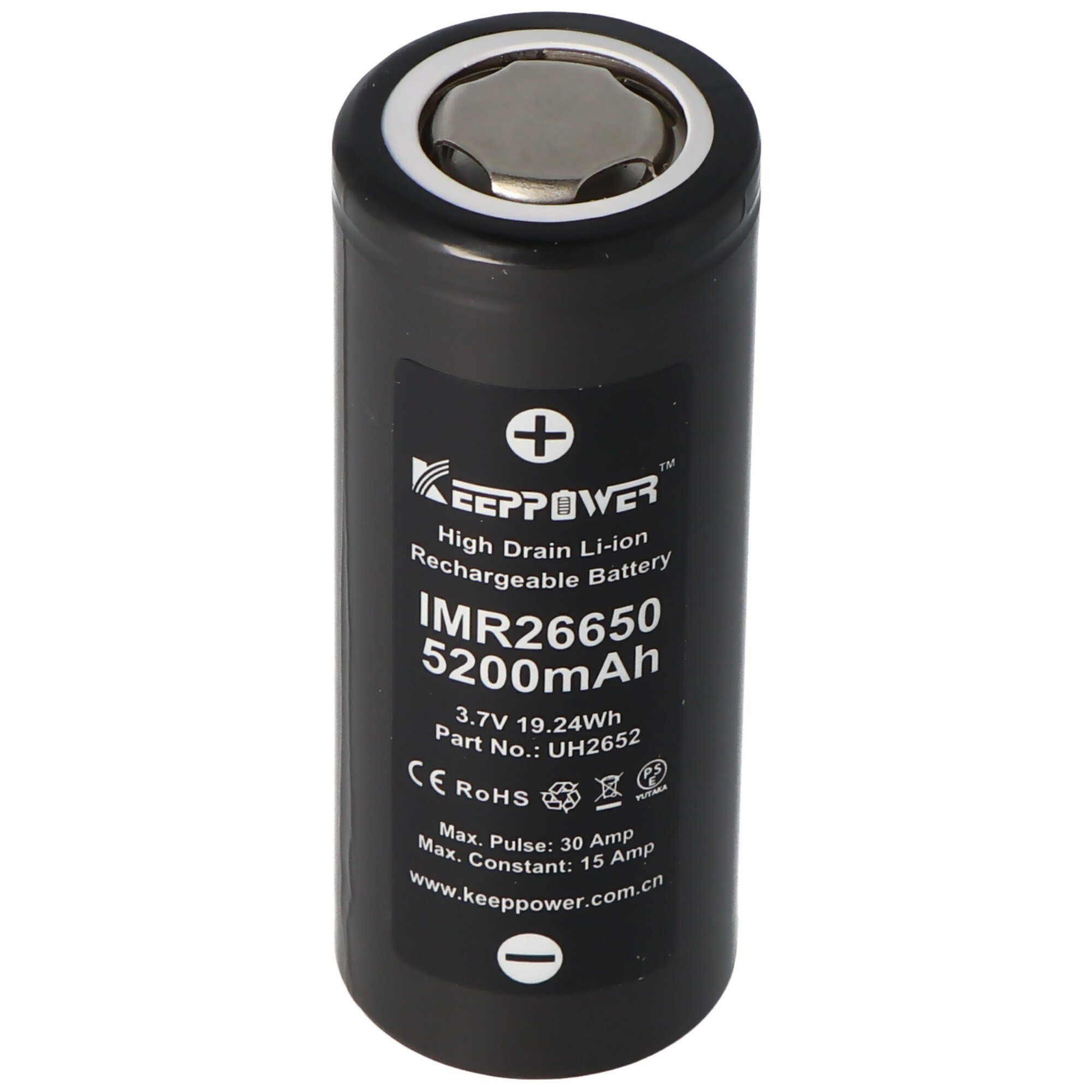 Keeppower IMR26650 - 5200mAh, 15A, 3.6V - 3.7V Li-ion pil