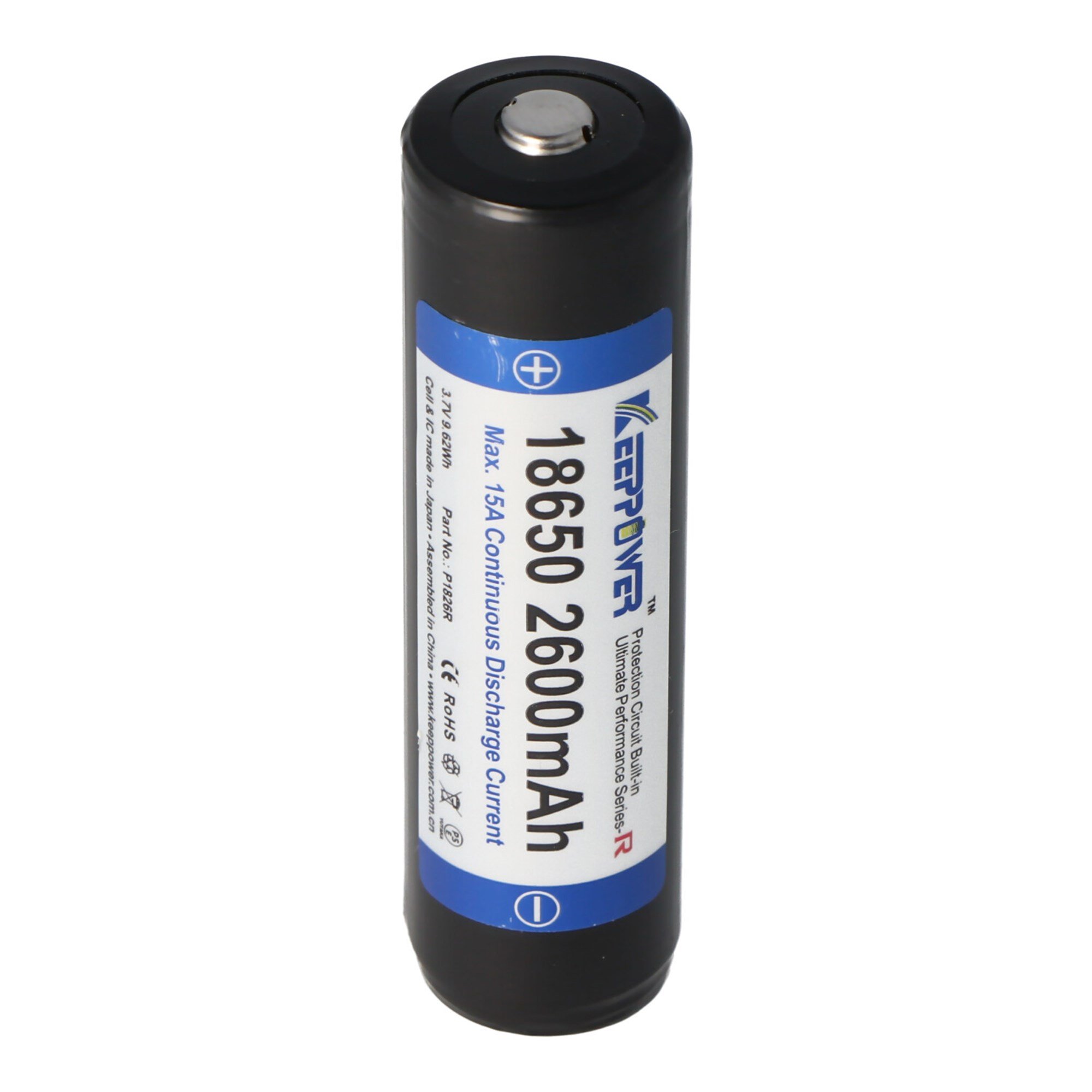 Keeppower R 18650 2600mAh 3.6V - 3.7V Li-ion pil korumalı (pozitif kutup artırıldı)