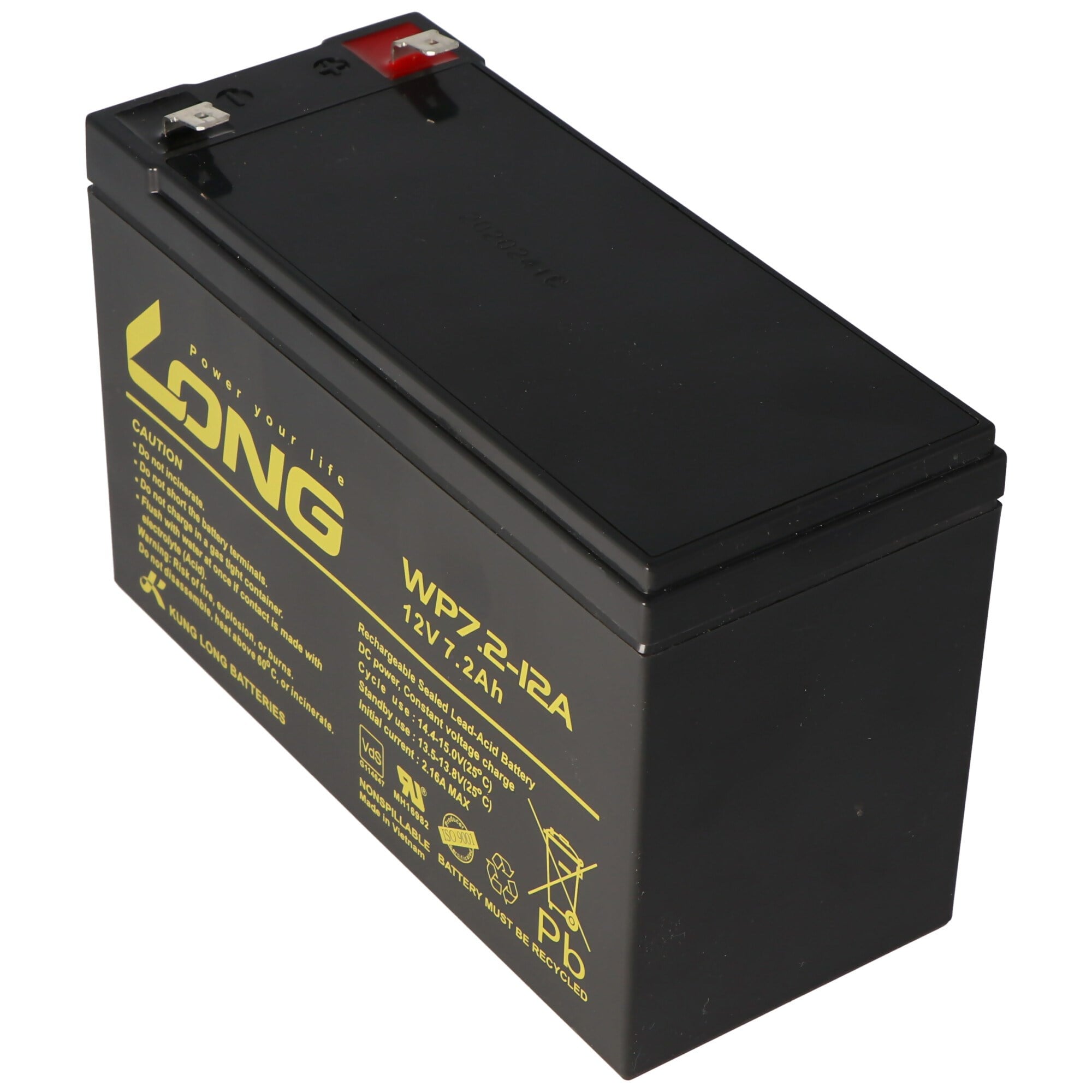 Kung Uzun WP7.2-12M, 12Volt, 7.2Ah VDS G101163, Faston 6.3mm