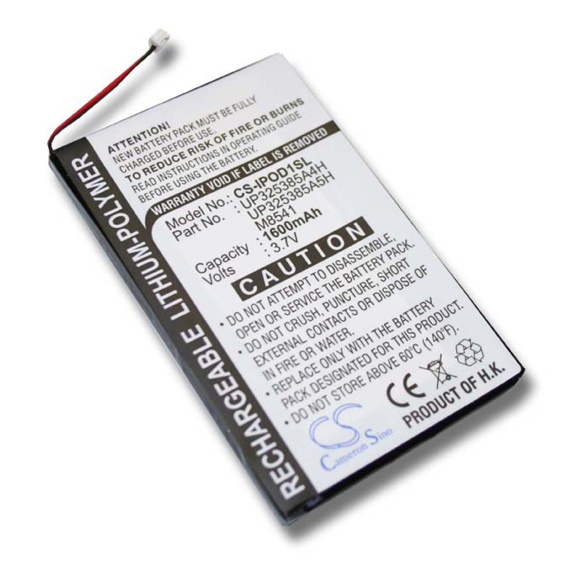 Li-polimer pil - 1600mAh (3.7V) - MP3 çalarlar, Apple P325385A4H, UP325385A4H gibi müzik çalarlar için