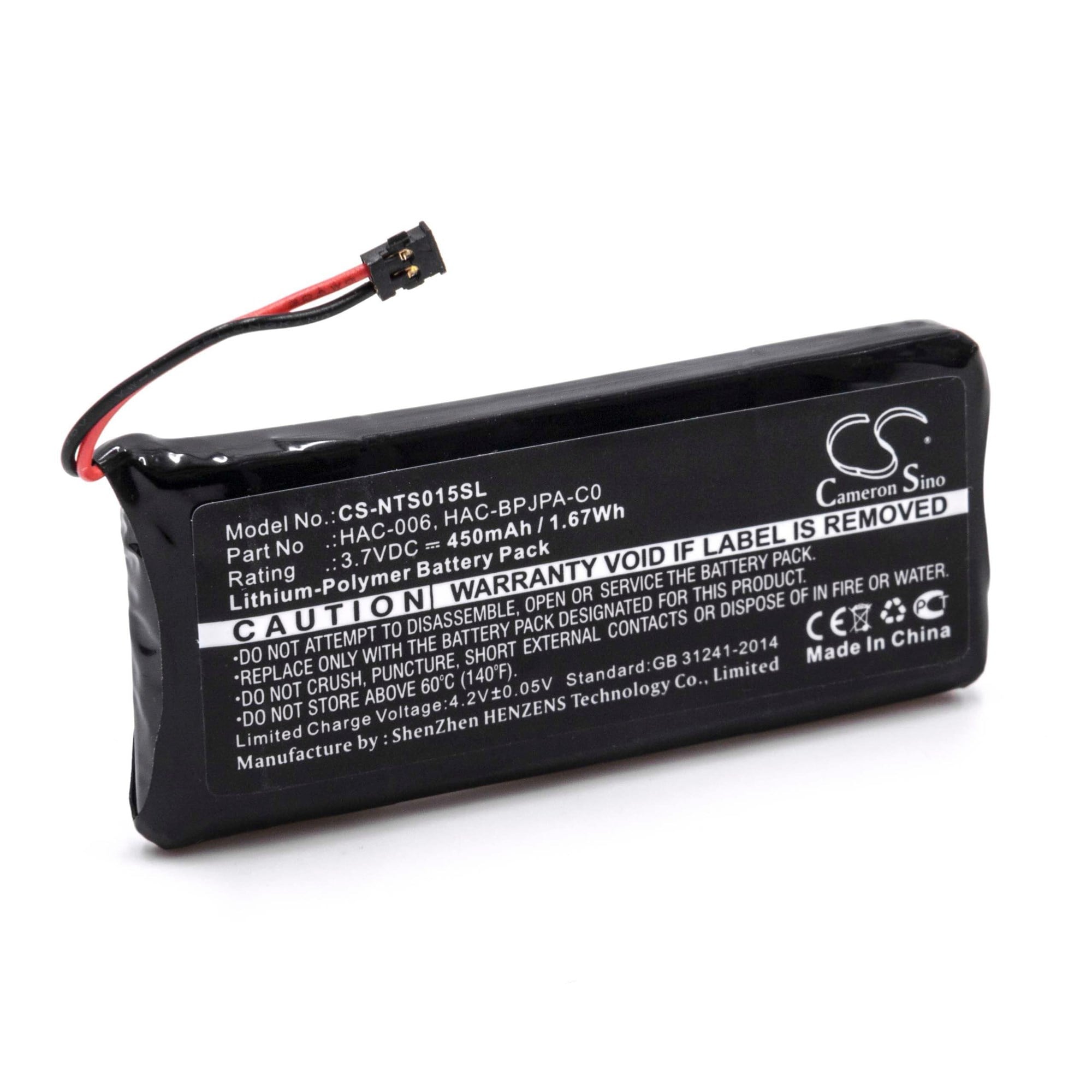 Li-polimer pil - 450mAh (3.7V) - Nintendo HAC-006, HAC-BPJPA-C0 gibi gamepad kontrolörleri için