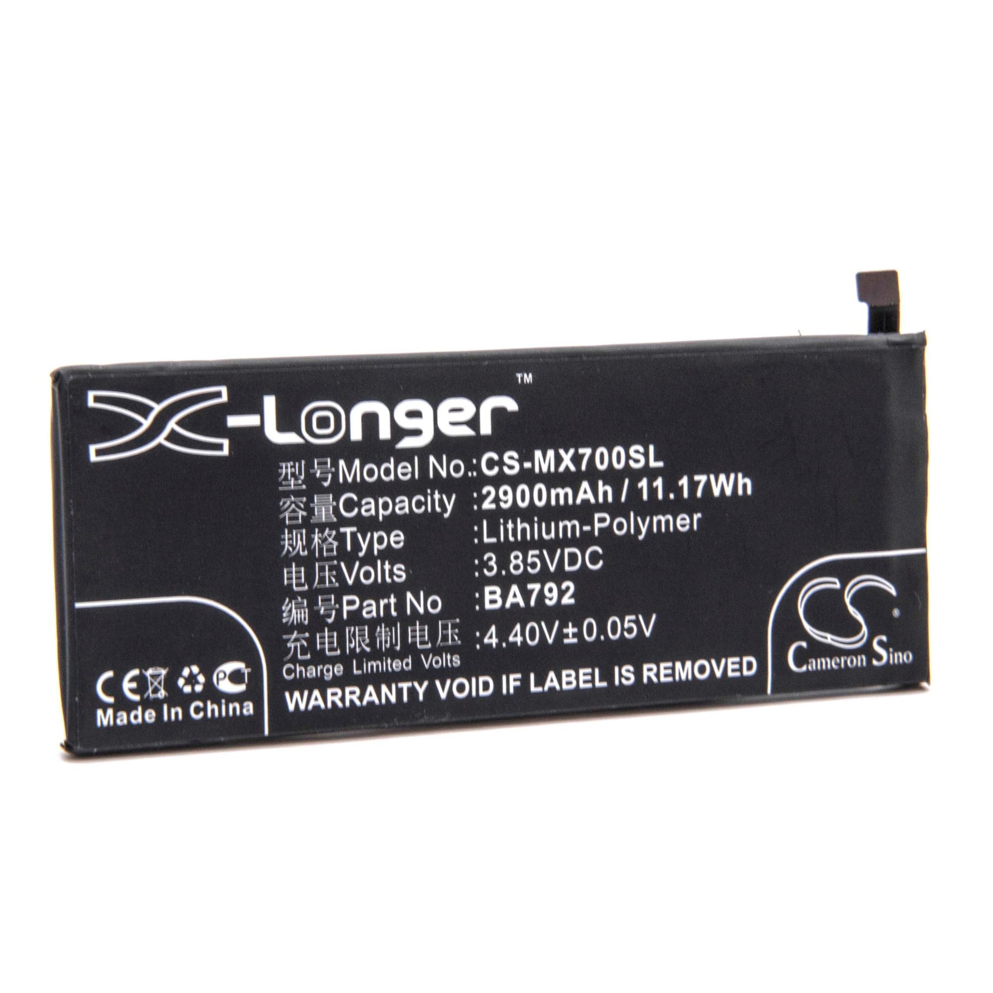 Li-polimer pil - cep telefonu, akıllı telefon, telefon için 2900mAh (3,85V) Meizu BA791, BA792'nin yerini alıyor