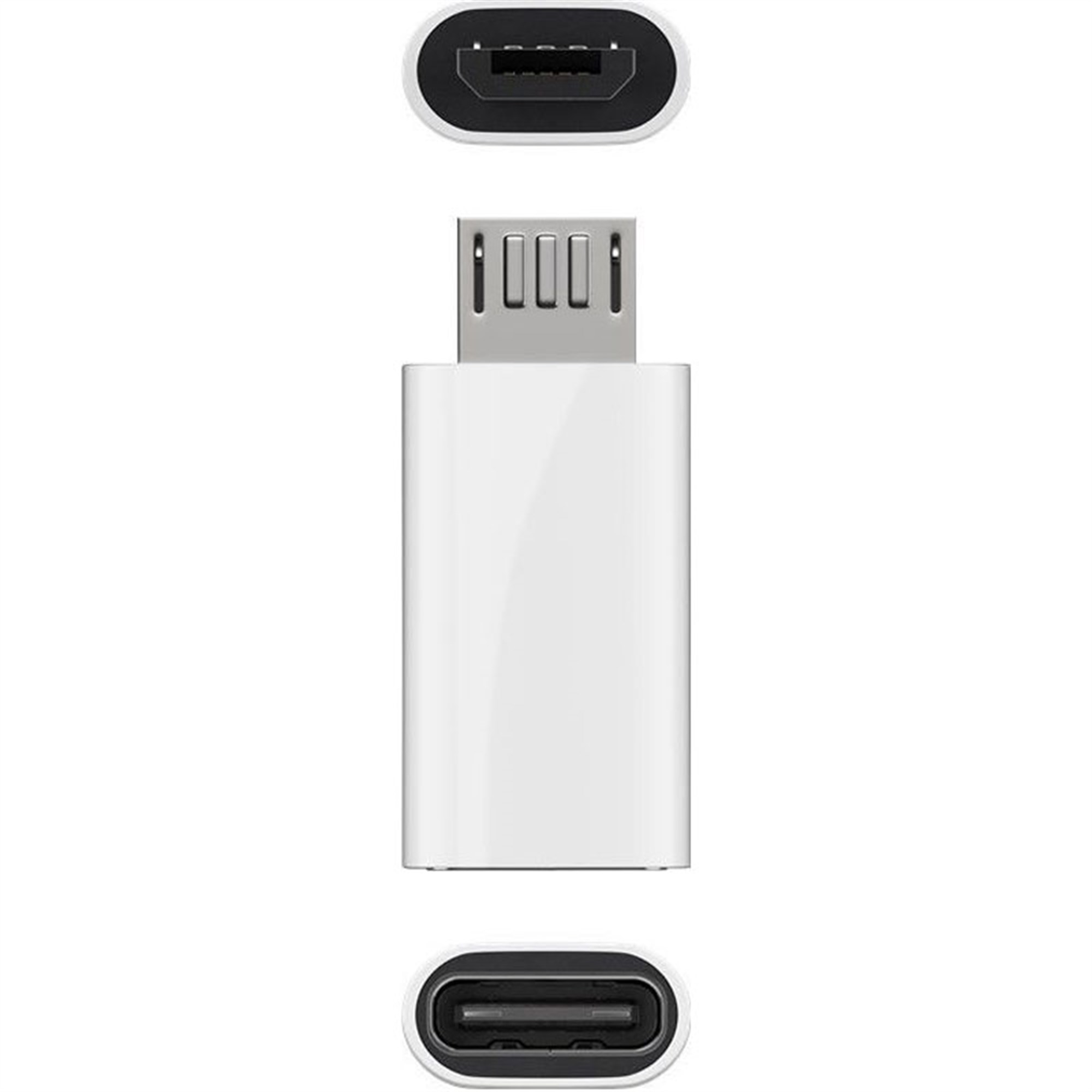 Mikro USB aygıtını USB-C kablosuyla bağlamak için USB 2.0 Micro-B - USB-C beyaz adaptörü