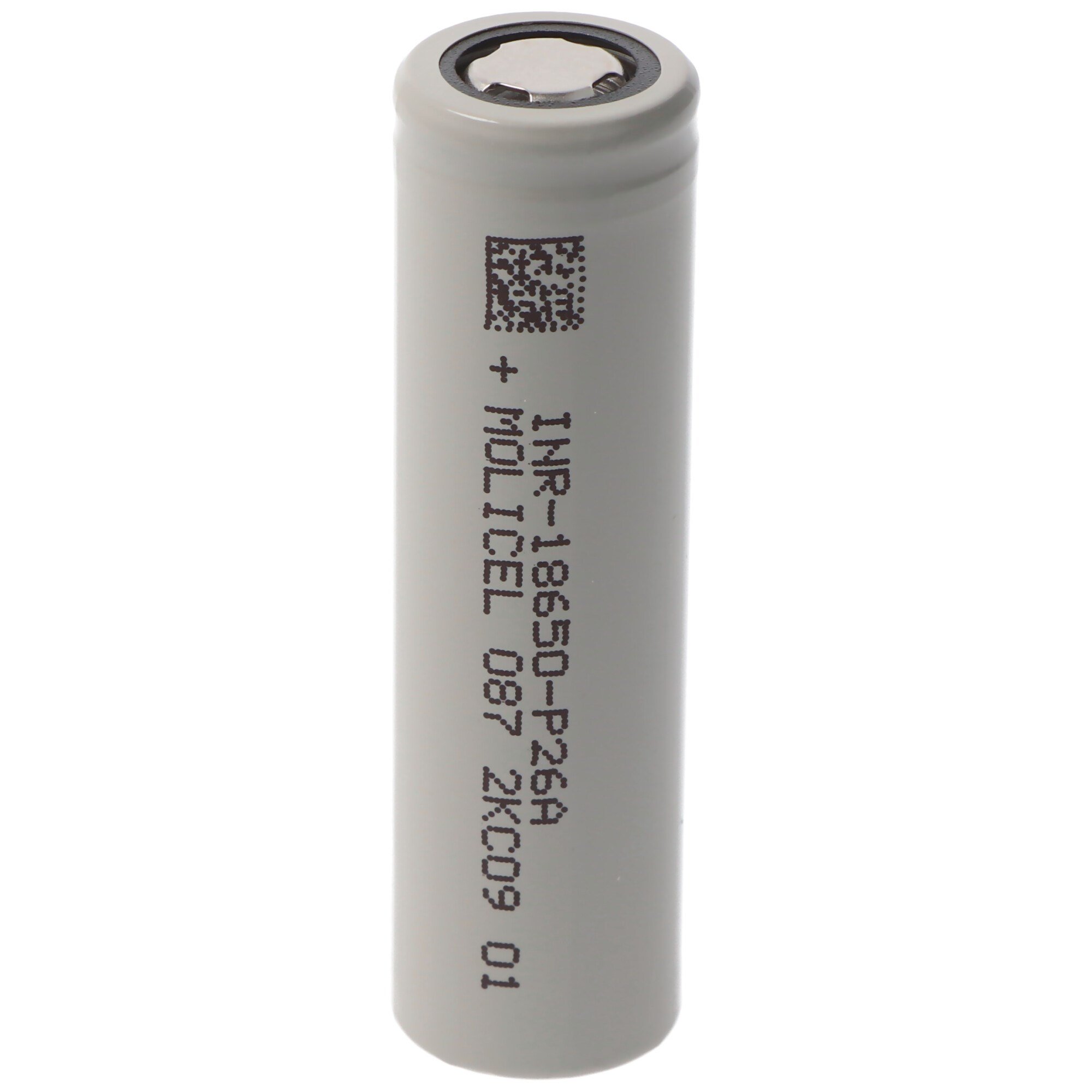 Molicel INR18650-P26A, 2600mAh 35A Li-ion pil, 3.6V - 3.7V korumasız, düz üst, boyutlar 65x18.45mm