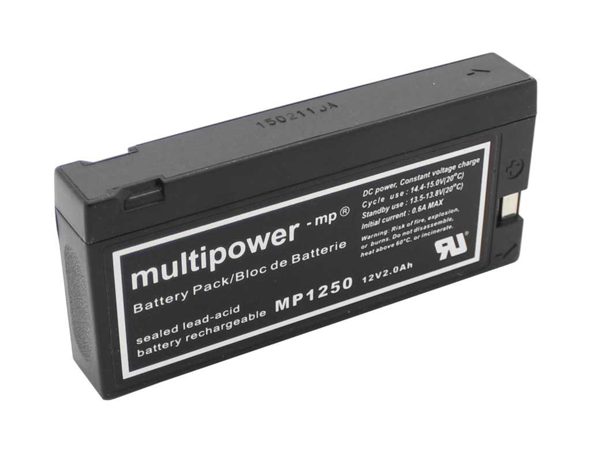 Multipower MP1250 12V 2Ah, LC-SD122PG kurşun akünün yerini alır AGM kurşun jel akünün yerini alır