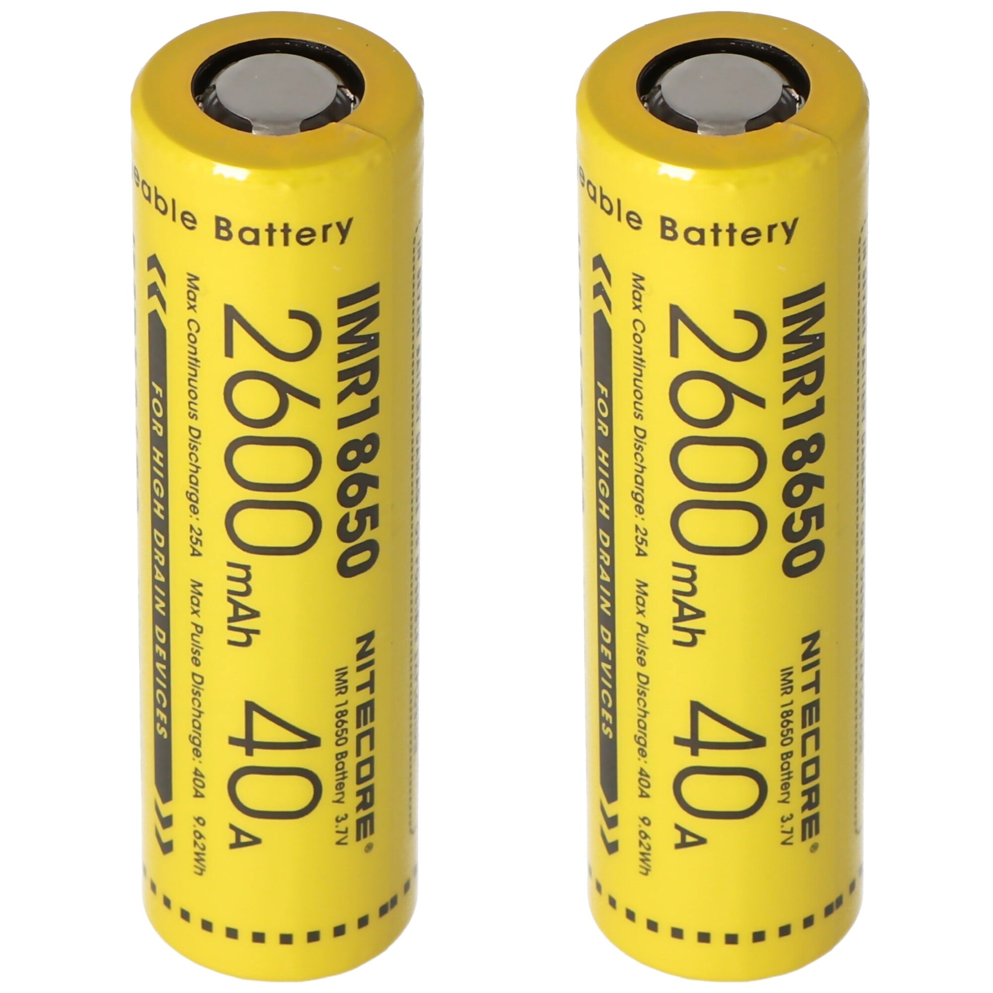 Nitecore 18650IMR Li-Ion pil - 2600mAh / 40A
