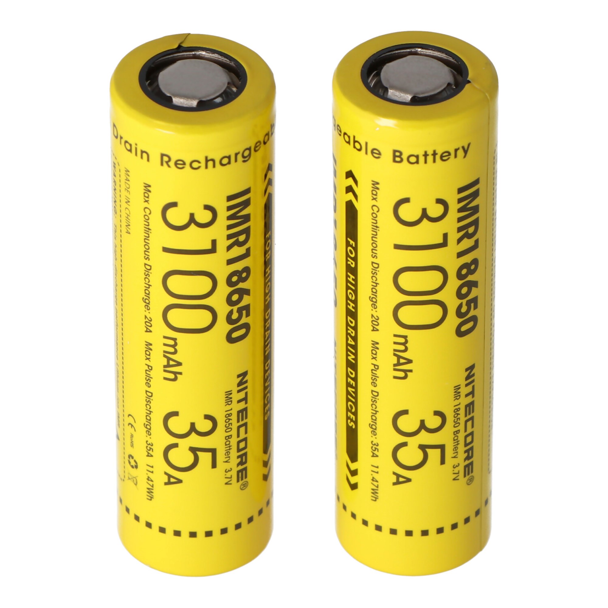 Nitecore 18650IMR Li-Ion pil 3100mAh / 35A, 2 parçadan oluşan set