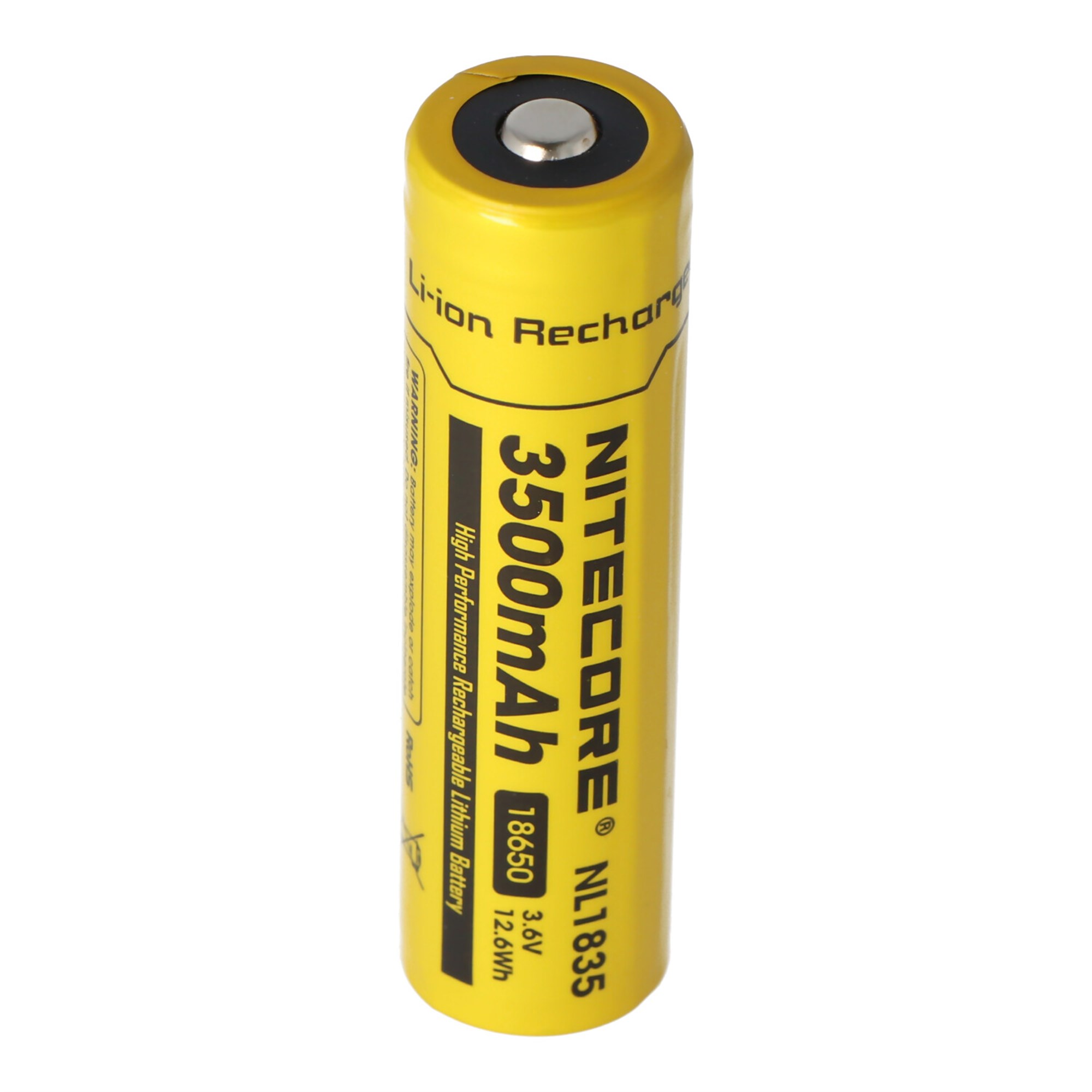 Nitecore Li-ion pil 18650, 3500mAh NL1835 ile 3.7 volt, deşarj akımı maks. 2Ah, boyutlar yaklaşık 69,3 x 18,3 mm