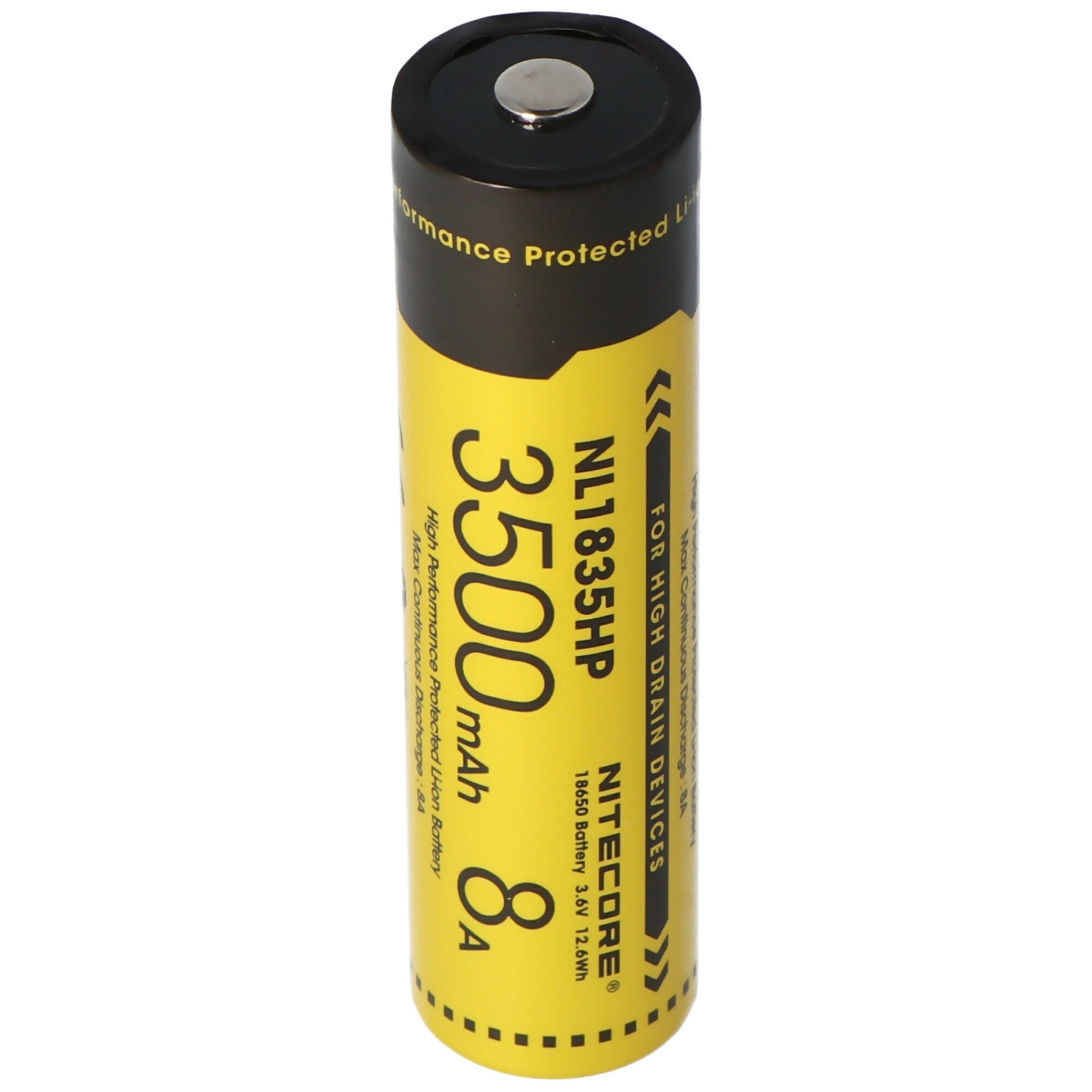 Nitecore Li-Ion pil 18650 3500mAh NL1835HP, yaklaşık boyutlar 69,4 x 18,3 mm