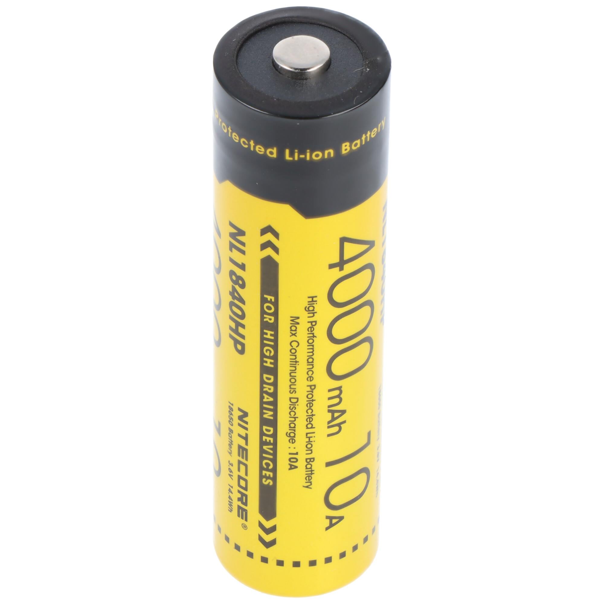 Nitecore Li-Ion pil 18650 4000mAh NL1840HP, yaklaşık boyutlar 69,4 x 18,3 mm