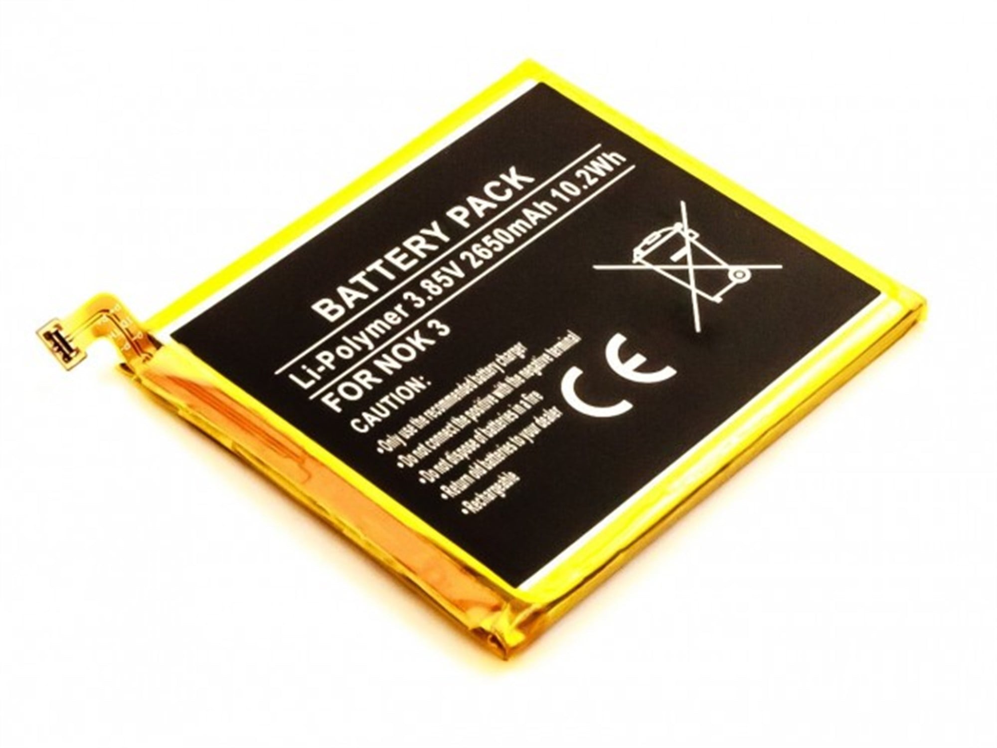 Nokia 3, Li-Polimer, 3.85V, 2650mAh, 10.2Wh, dahili, aletsiz pil