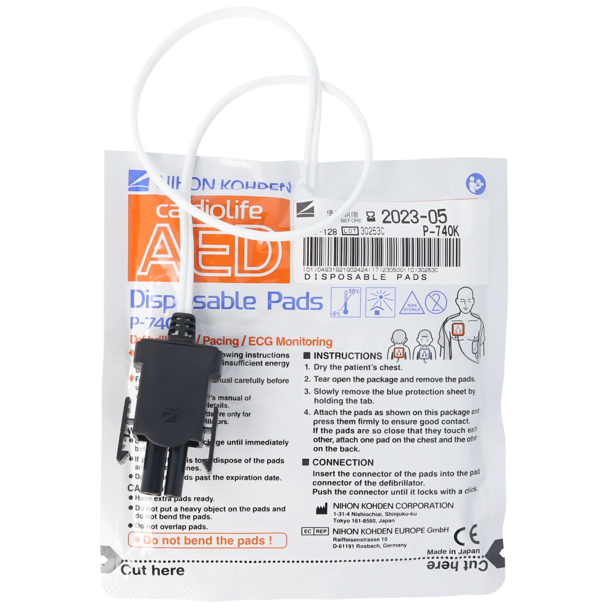 Orijinal defi-elektrot pedleri Nihon Kohden Cardiolife AED 2100 P-740K