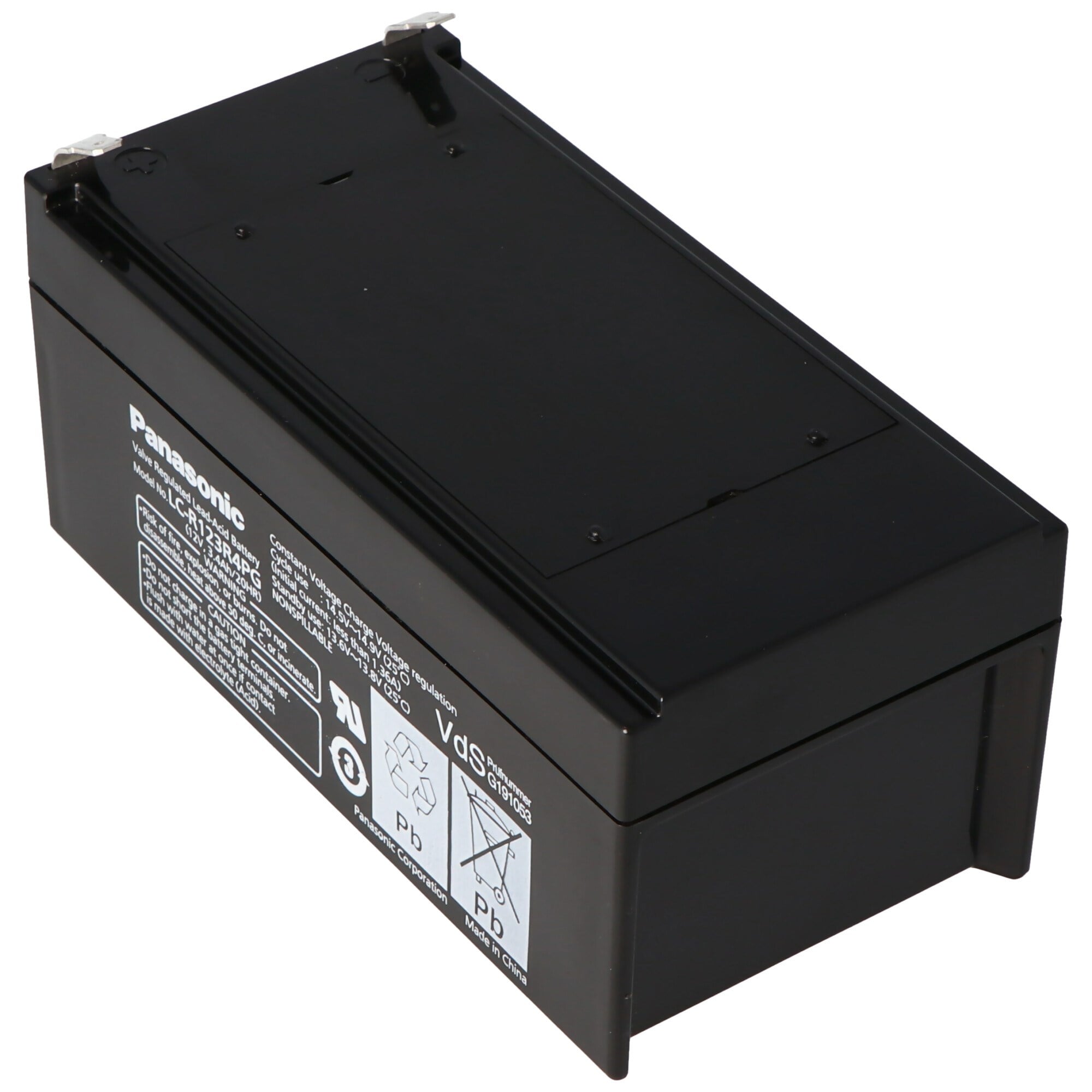 Panasonic LC-R123R4PG pil 12 volt 3.4Ah Faston F1 bağlantısı ile 4.8mm fiş kontakları