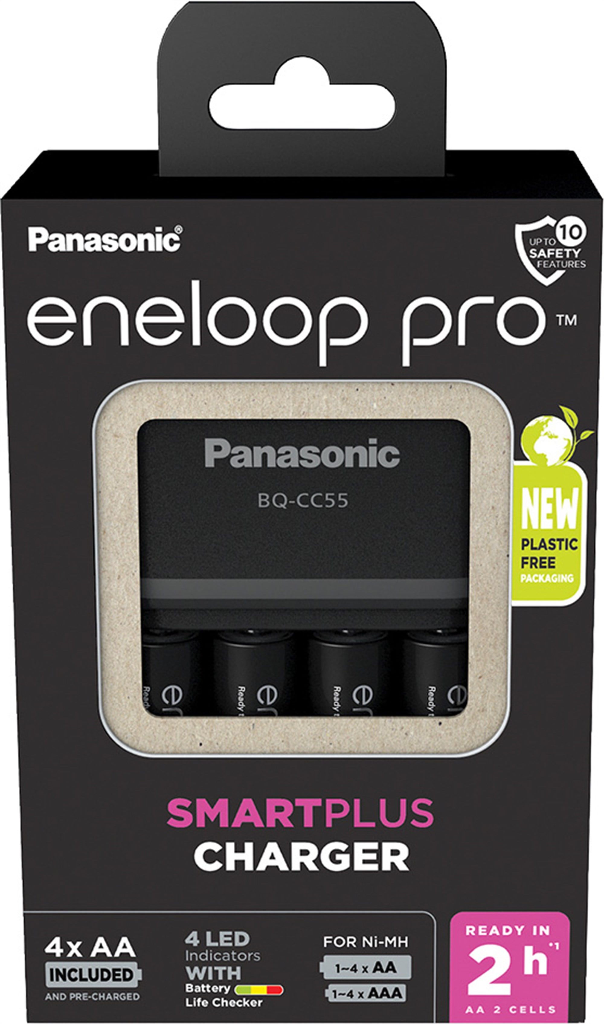 Panasonic şarj edilebilir pil NiMH, evrensel şarj cihazı BQ CC55, AA/AAA eneloop pro, şarj edilebilir piller dahil, 4x Mignon 2500mAh, perakende satış