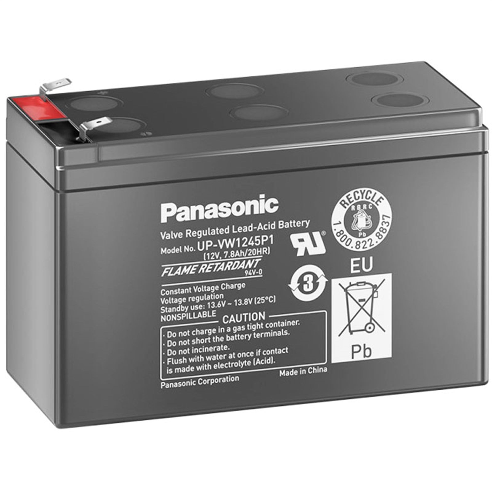 Panasonic UP-VW1245P1 pil PB 12Volt 7.8 Ah (eski adıyla 9Ah) Faston 6.3mm fiş kontakları ile