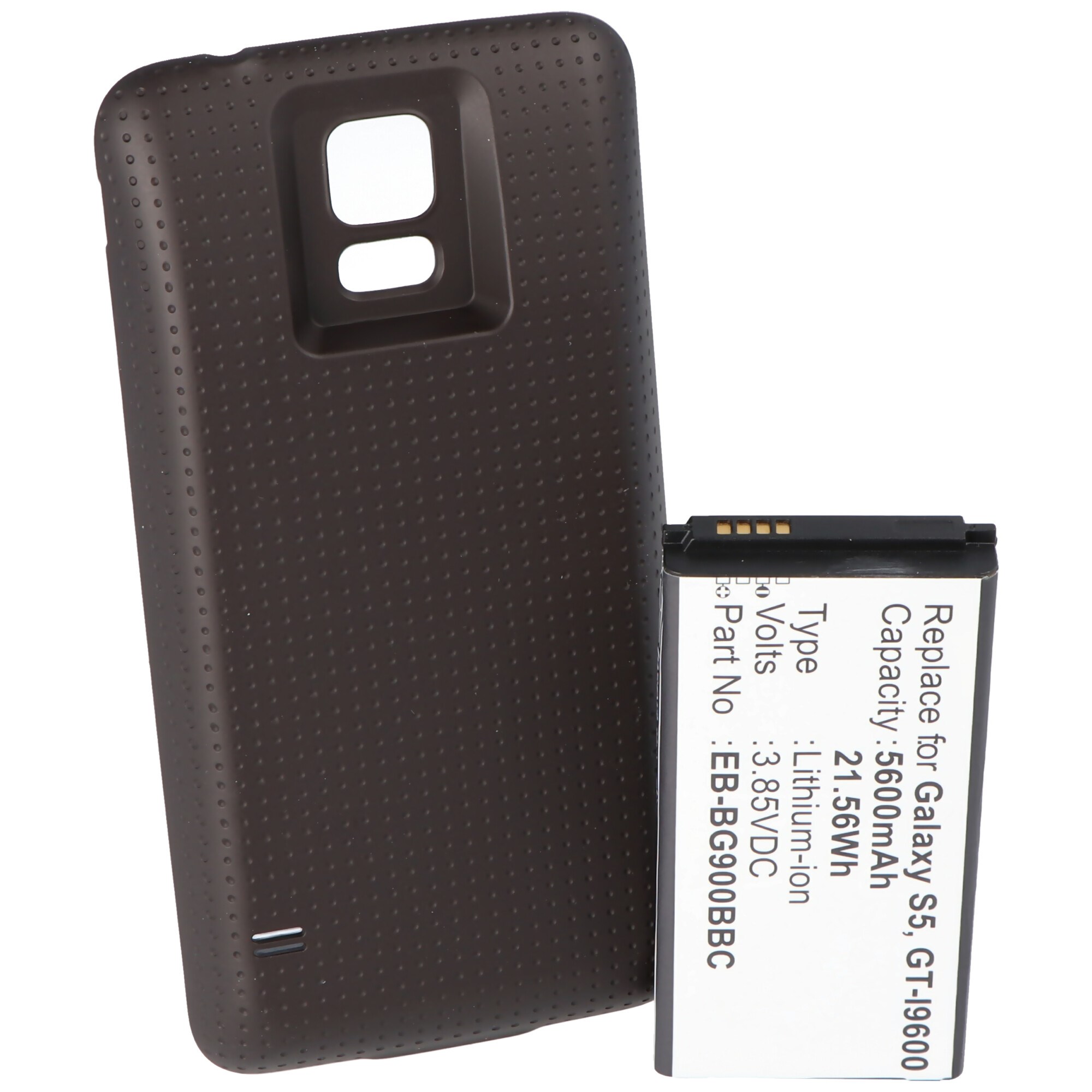Pil sadece ek kapak siyahı ile 5600mAh ile Samsung Galaxy S5 için uygundur