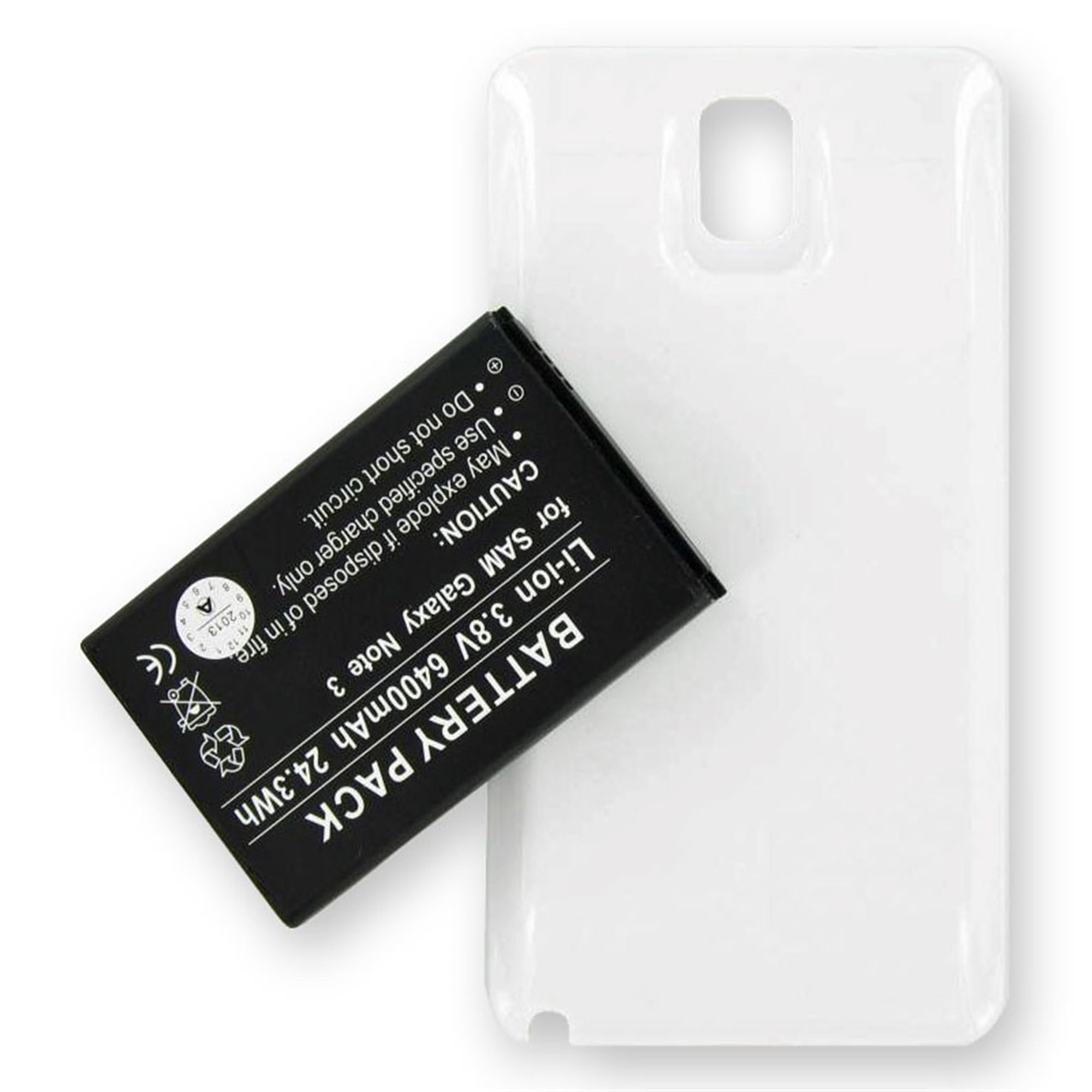 Samsung Galaxy Note 3, Galaxy Note III, B800BE, B800BU yedek pil 6400mAh beyaz gövdeli