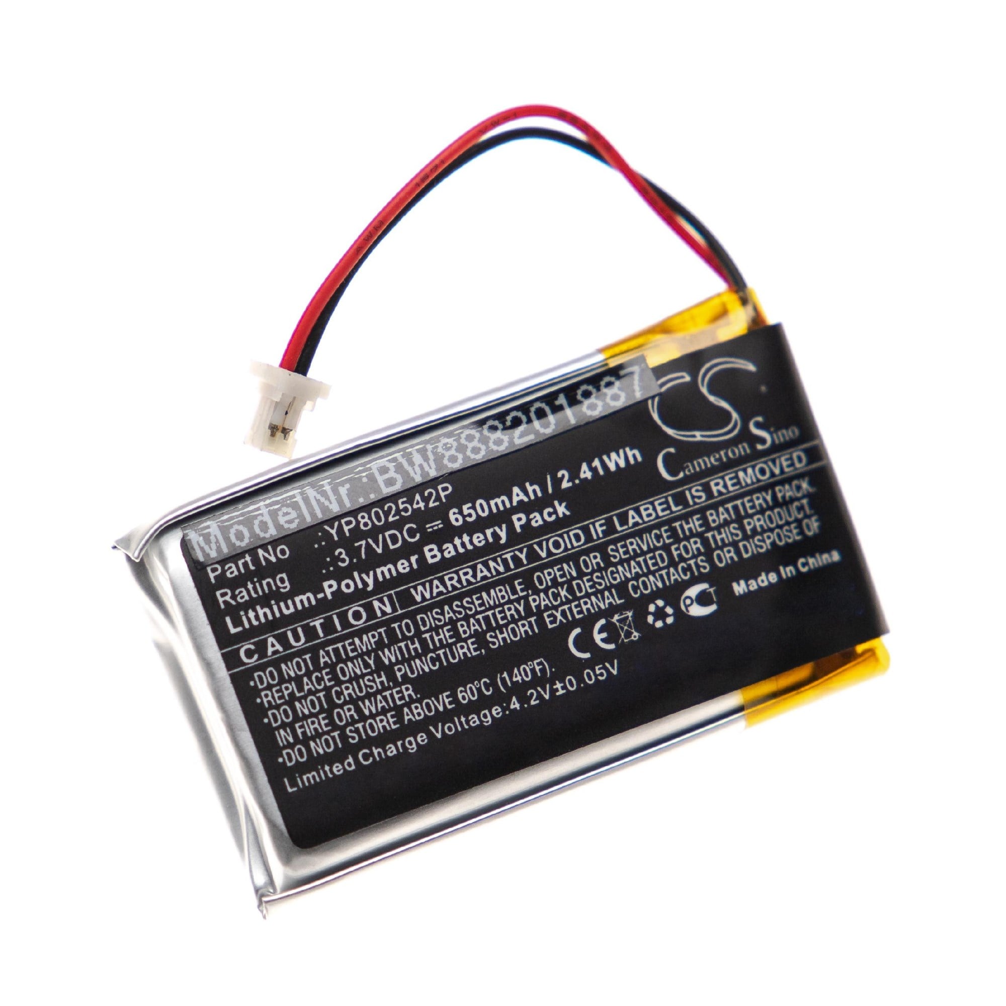 Sena SMH-10S ve YP802542P, 650mAh gibi diğerleri için pil