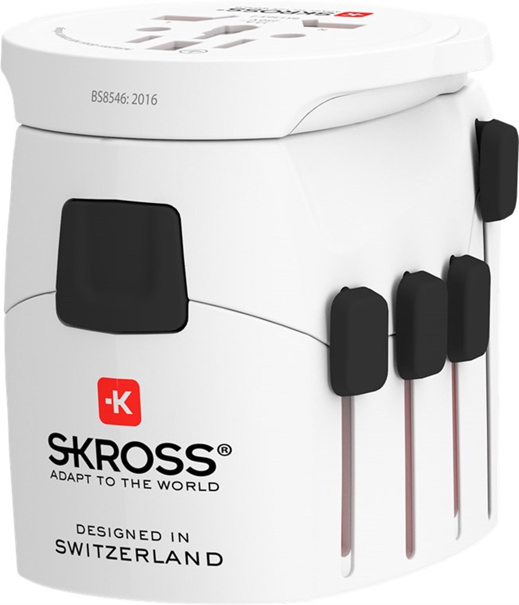Skross World Adapter PRO - World - tüm topraklı ve topraksız cihazlar için uygundur (2- ve 3-pin)