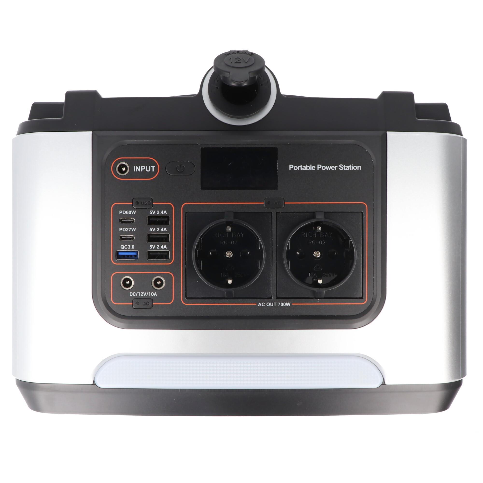 Taşınabilir Powerstation 648Wh 700W Li-ion Powerbank XXL bağımsız güç kaynağı